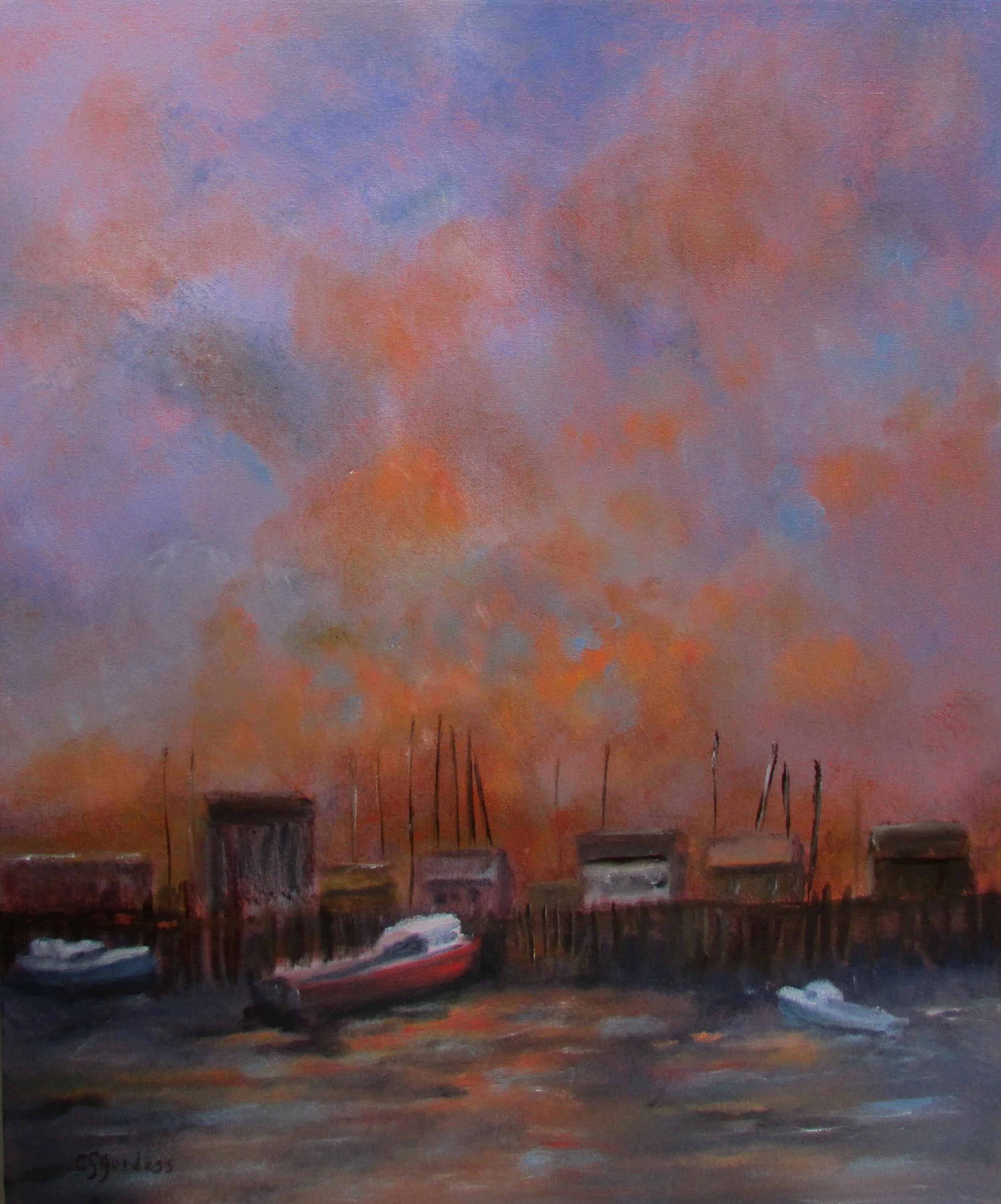 Cassandra	Guidess	Sunset Fire on the Wharf	Oil	 $550 