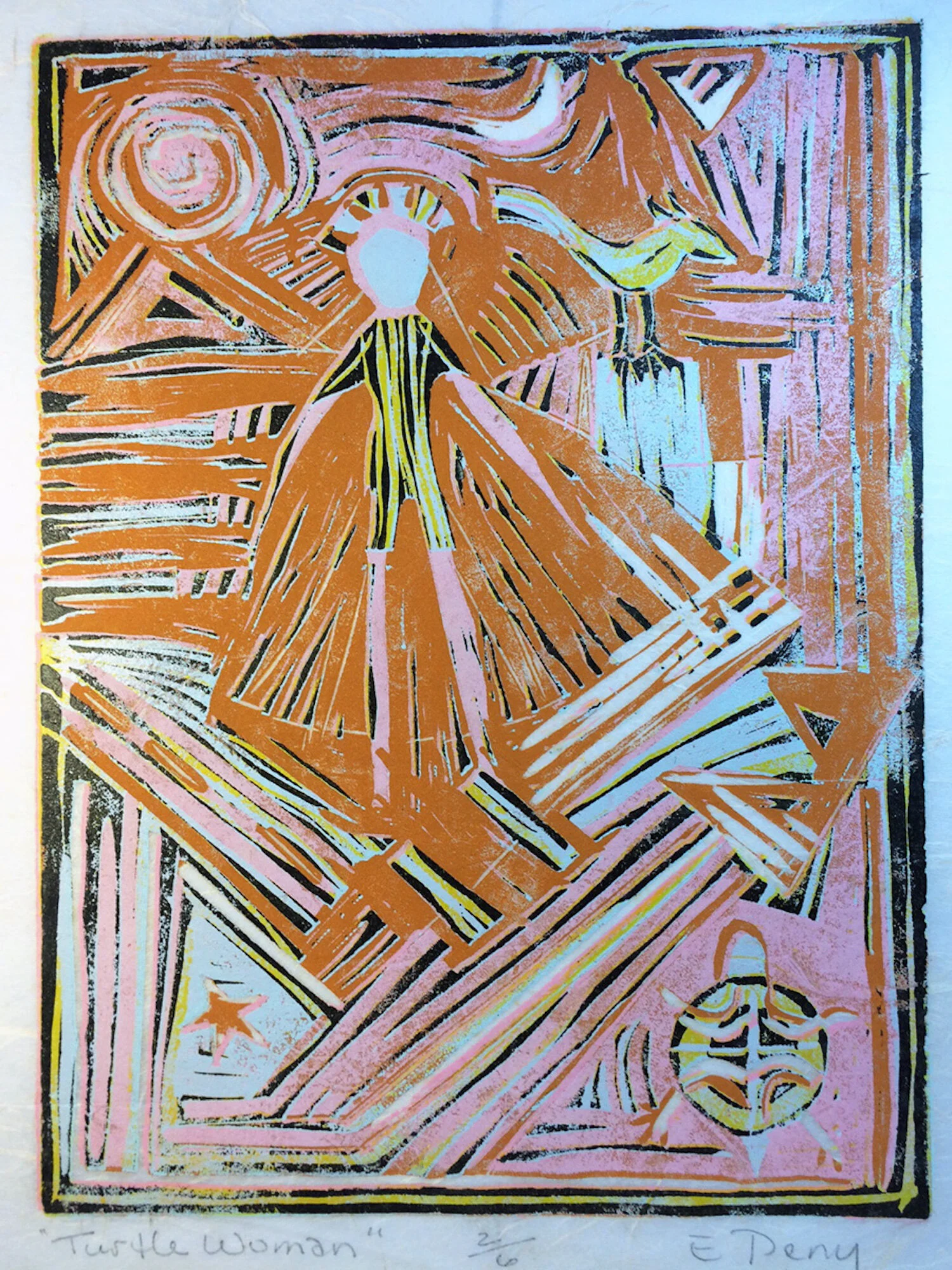 Liz	Perry-	Turtle Woman	Reduction Linocut	 $475 