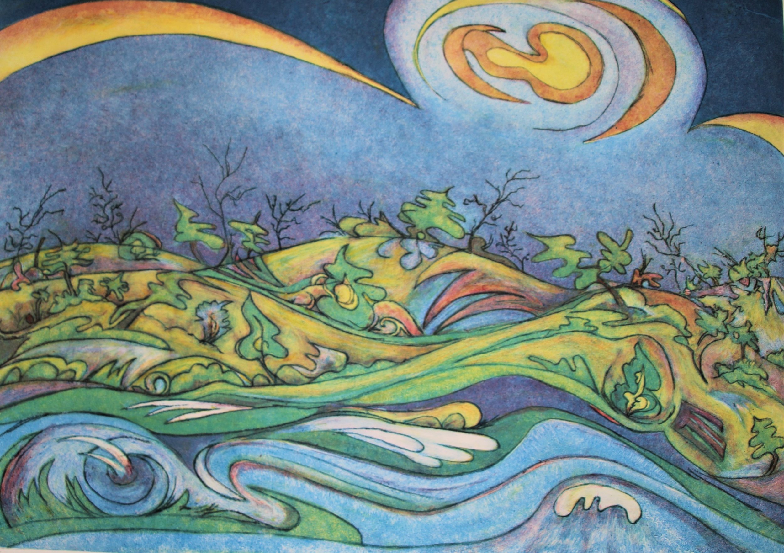 #2-  monoprint, drypoint, Cis Rossey,Landscape Twililght.jpg
