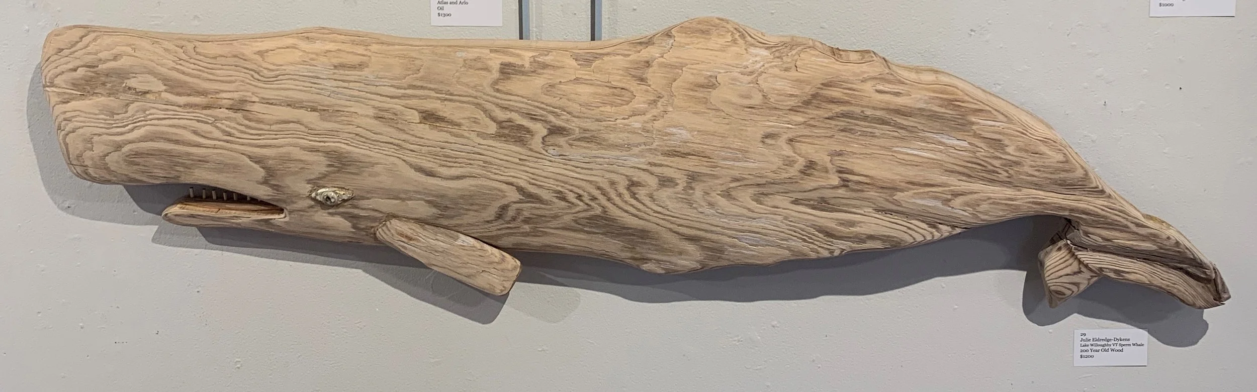 Julie	Eldredge-Dykens	Lake Willoughby VT Sperm Whale	200 Year Old Wood	 $1,200 