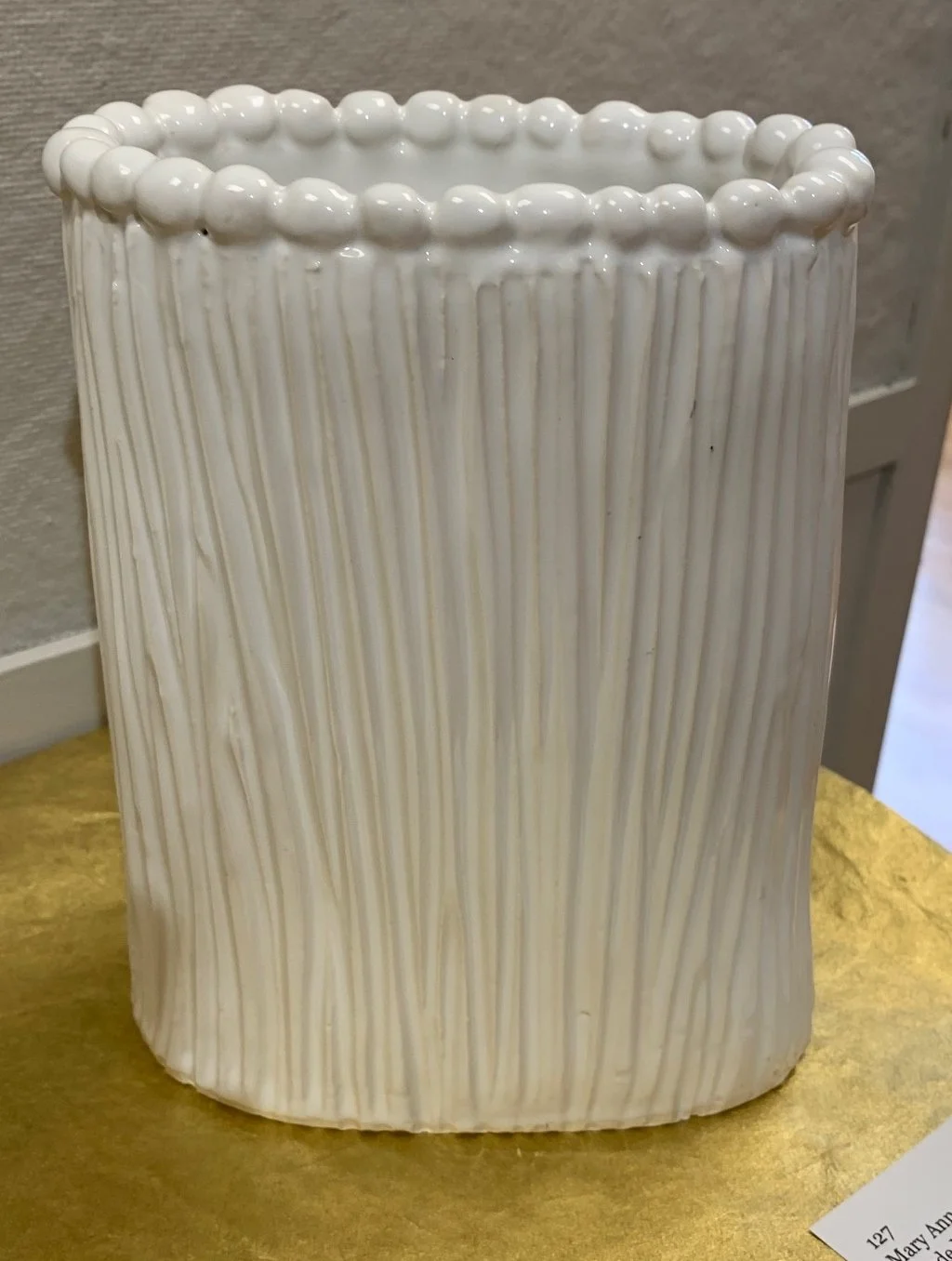 Mary Ann	Garrity	Beaded White Vase	Clay	 $100 