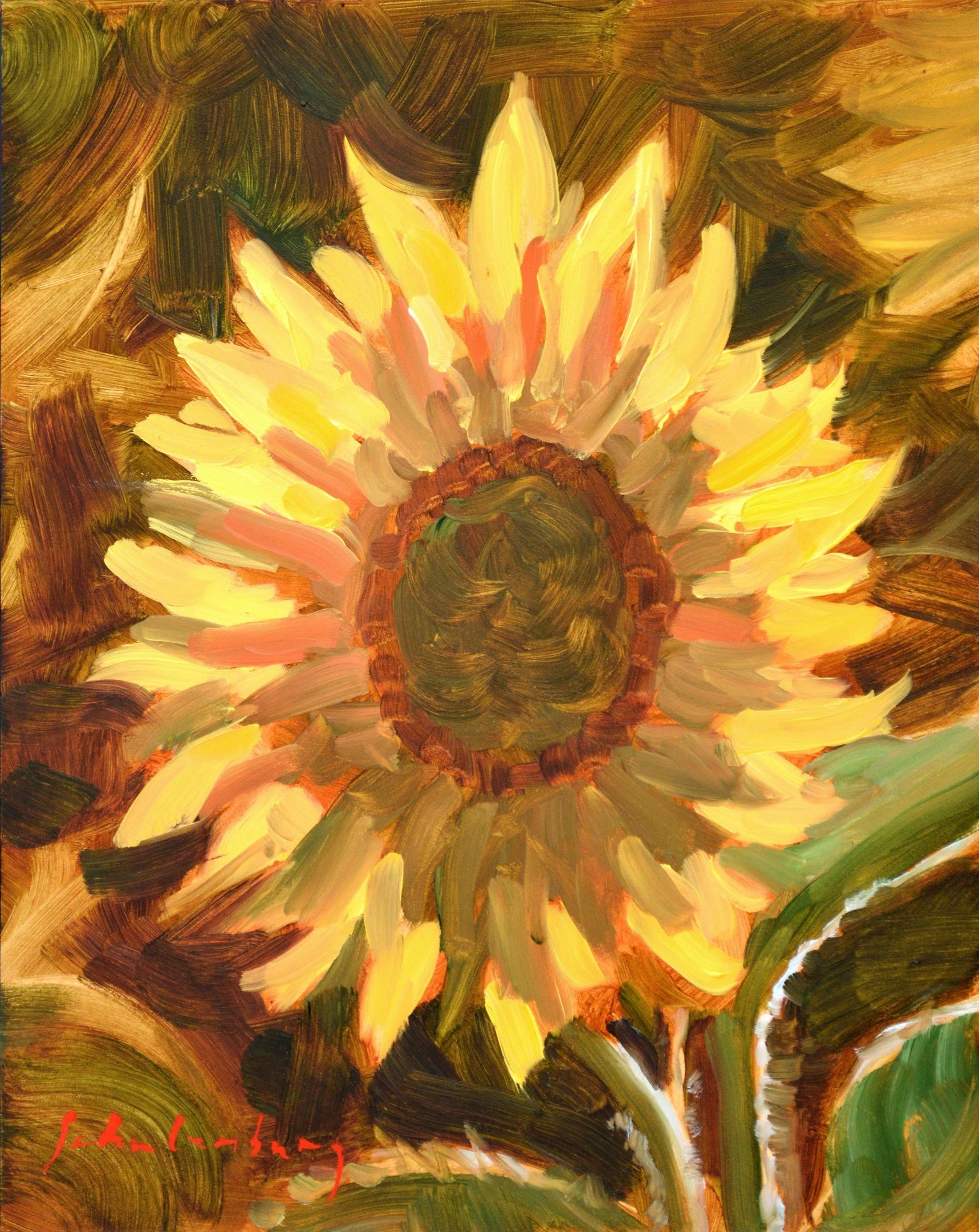 Paul Schulenburg- Sunflower, Oil on panel $500