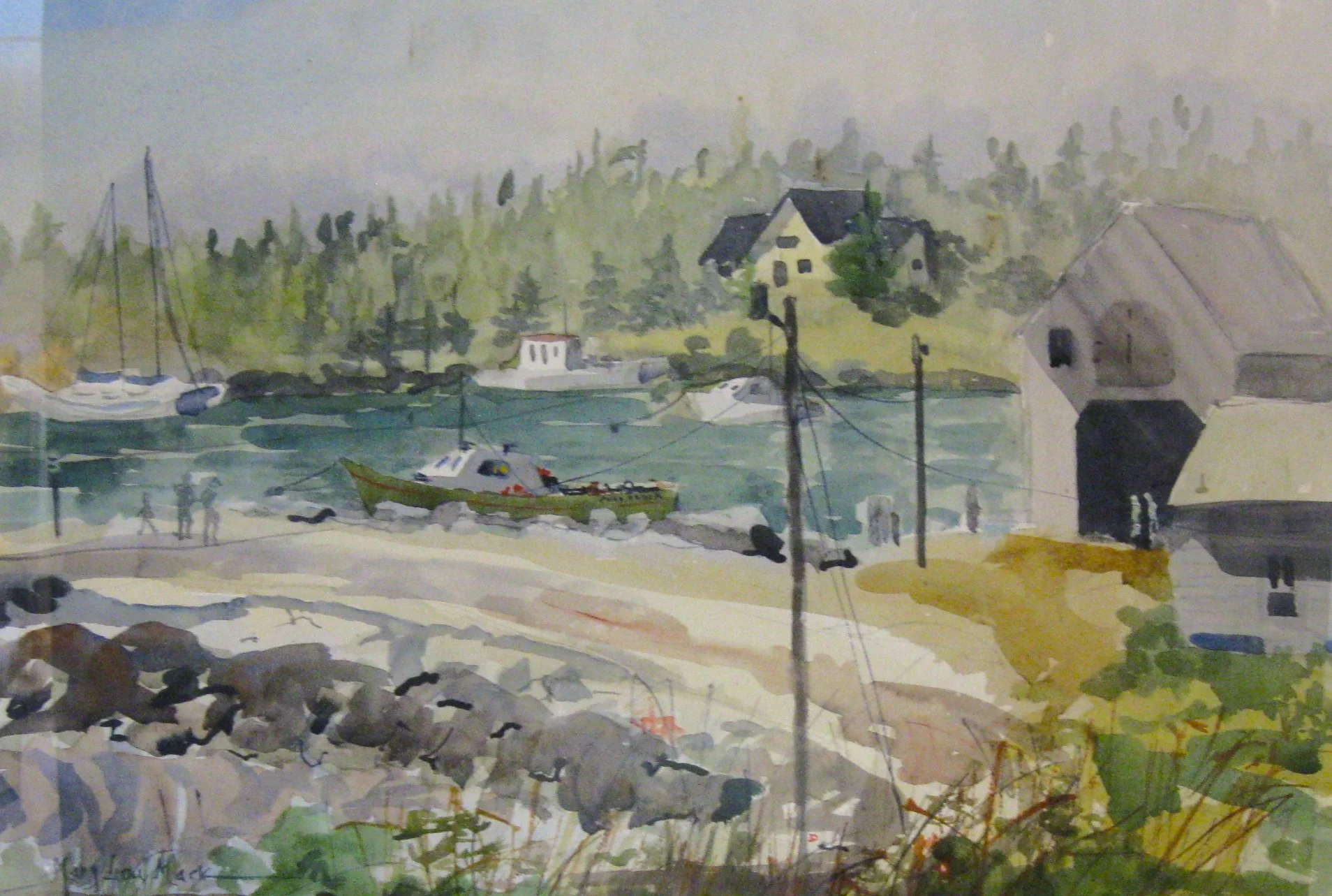 Mary Lou	Mack- 	Small Fishing Village in Maine,	Watercolor	$450