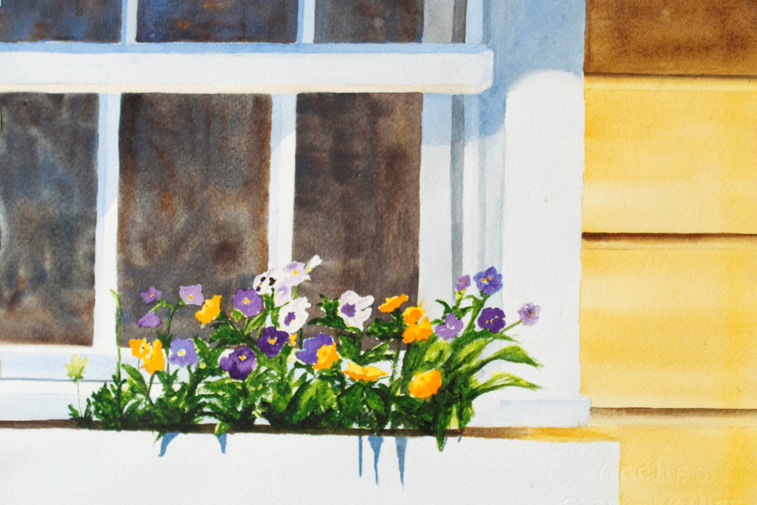 Emilie	Beckwith-	Window Box Pansies,	Watercolor	$450