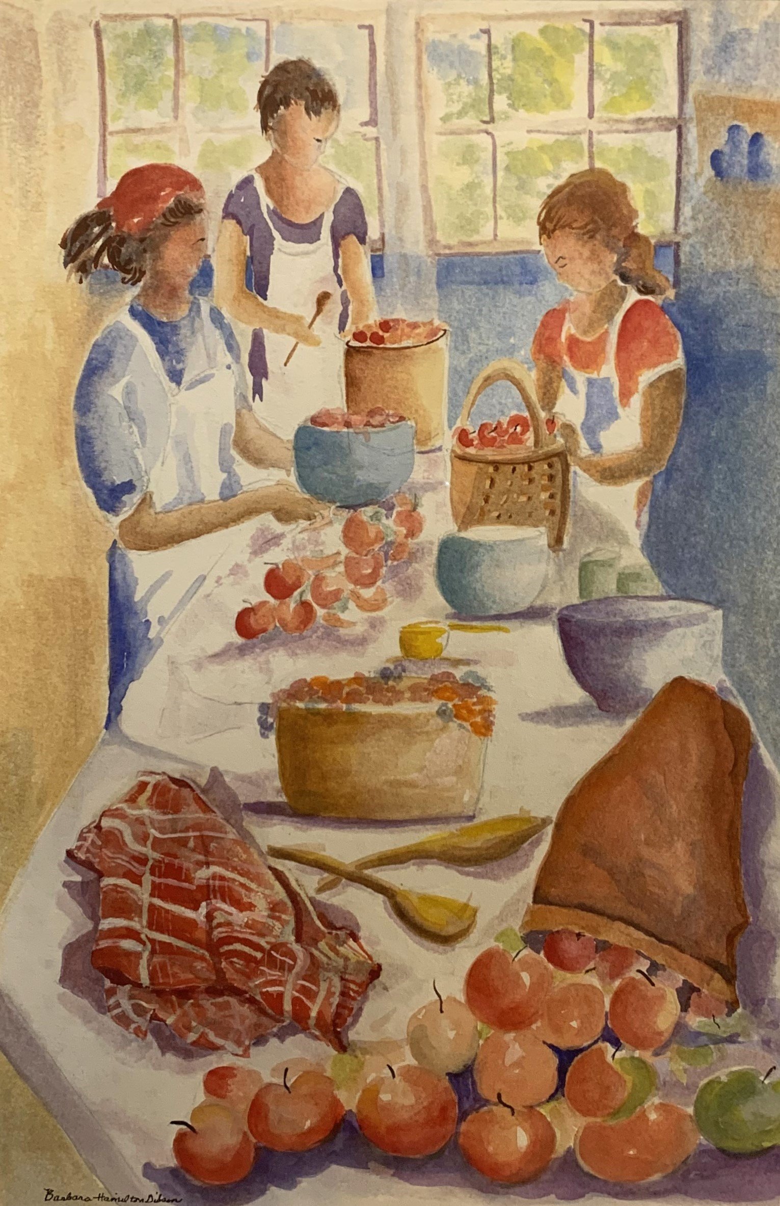 Barbara	Gibson-	Time for Pies,	Watercolor	 $300 