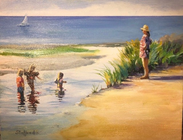 Natalie	Stafford-	Wading & Waiting,	Oil	 $425 
