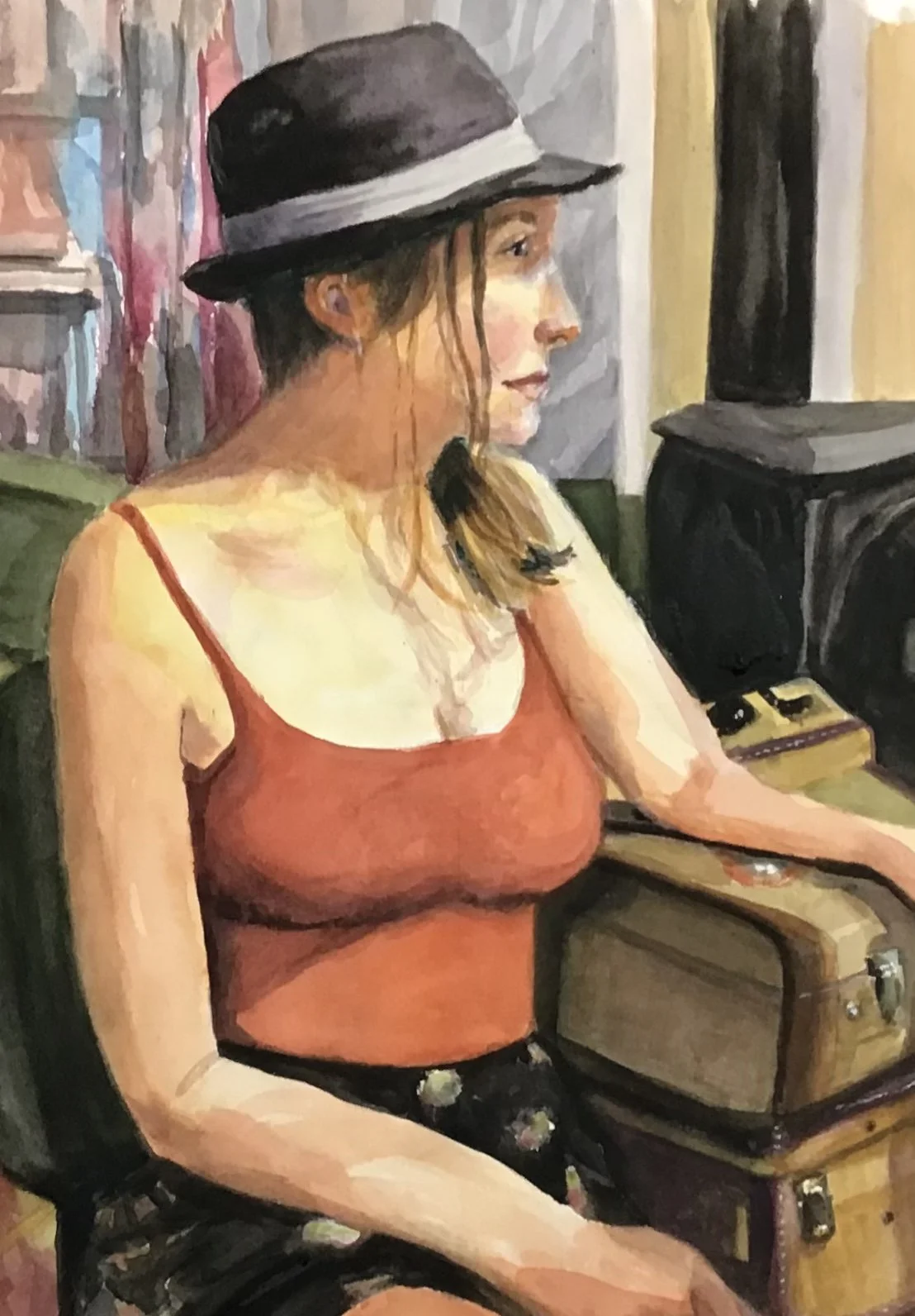Natalie	Stafford-	Waiting for the Train,	Watercolor	 $250 