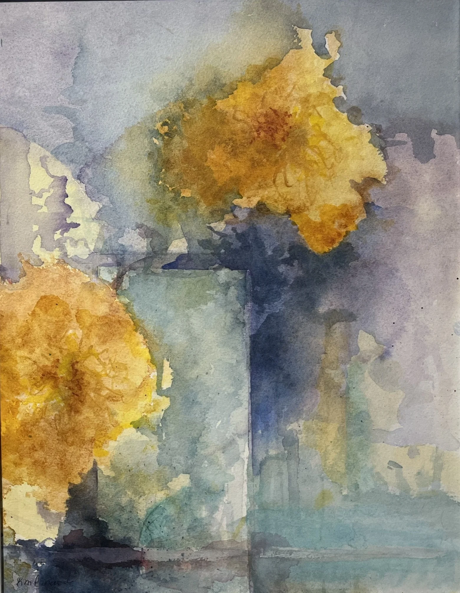 Karen	Pinard-	A Memory,	Mounted Watercolor with Cold Wax Finish	 $450 