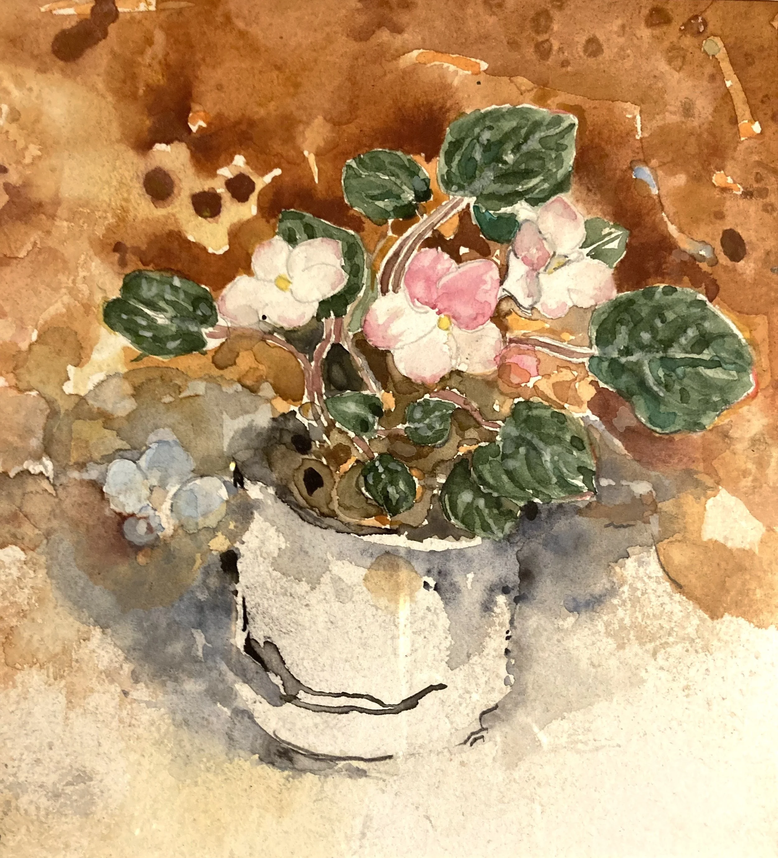 Carl	Ahlstrom-	African Violet,	Watercolor	 $450 