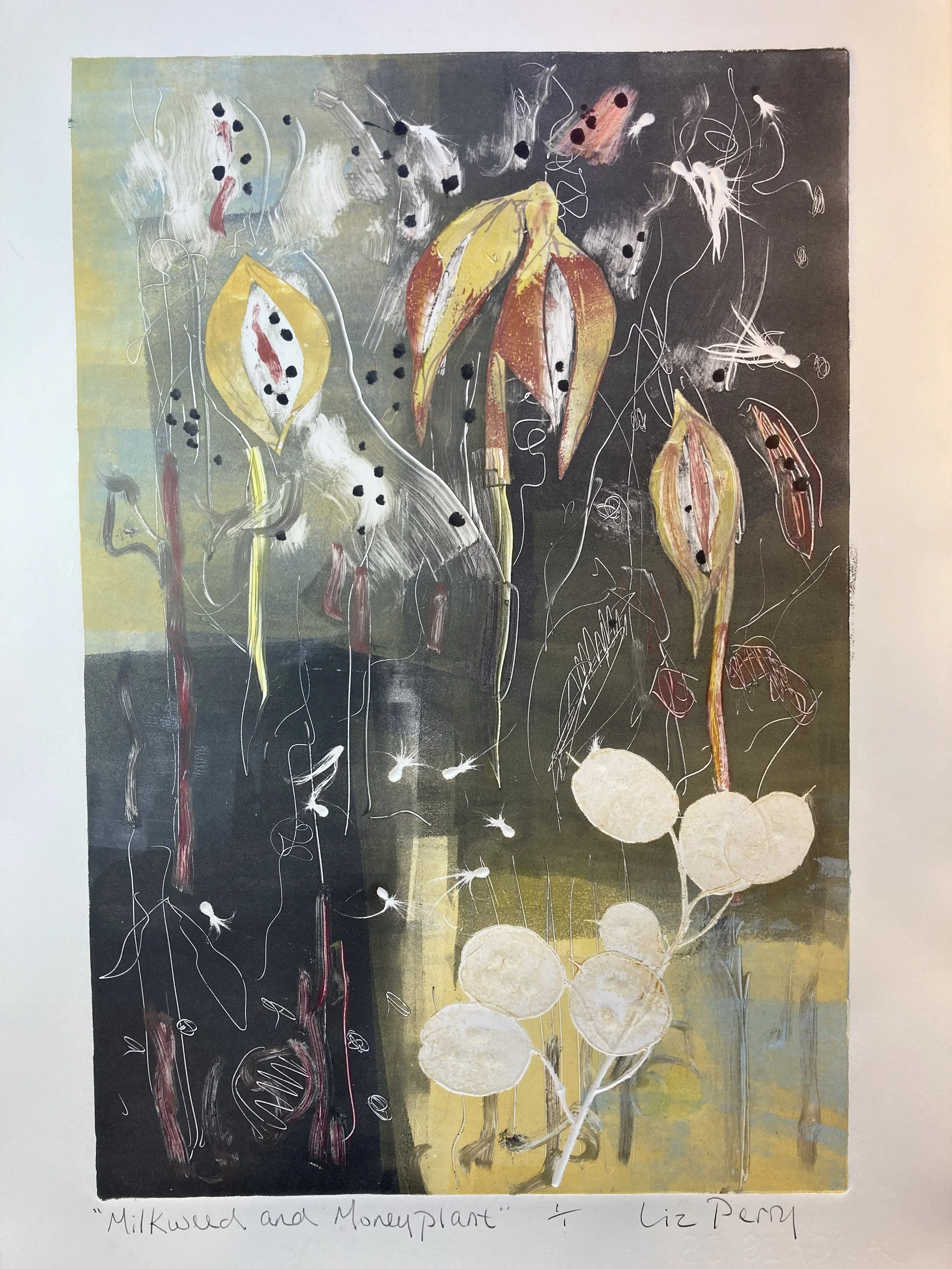 Liz	Perry-	Milkweed and Moneyplant,	Monoprint	 $425 