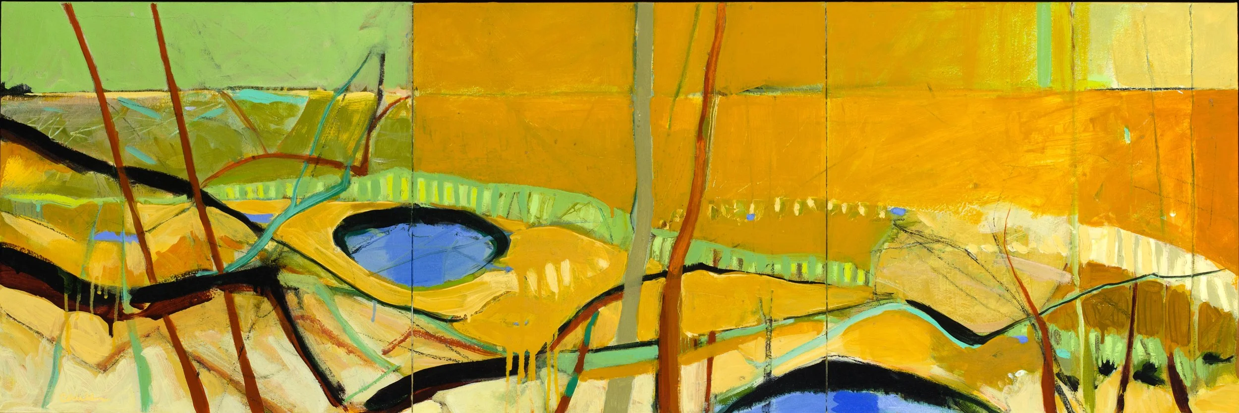 Carol	Odell-	Red Stick Tangle,	Oil on panels -triptych - $3,600 