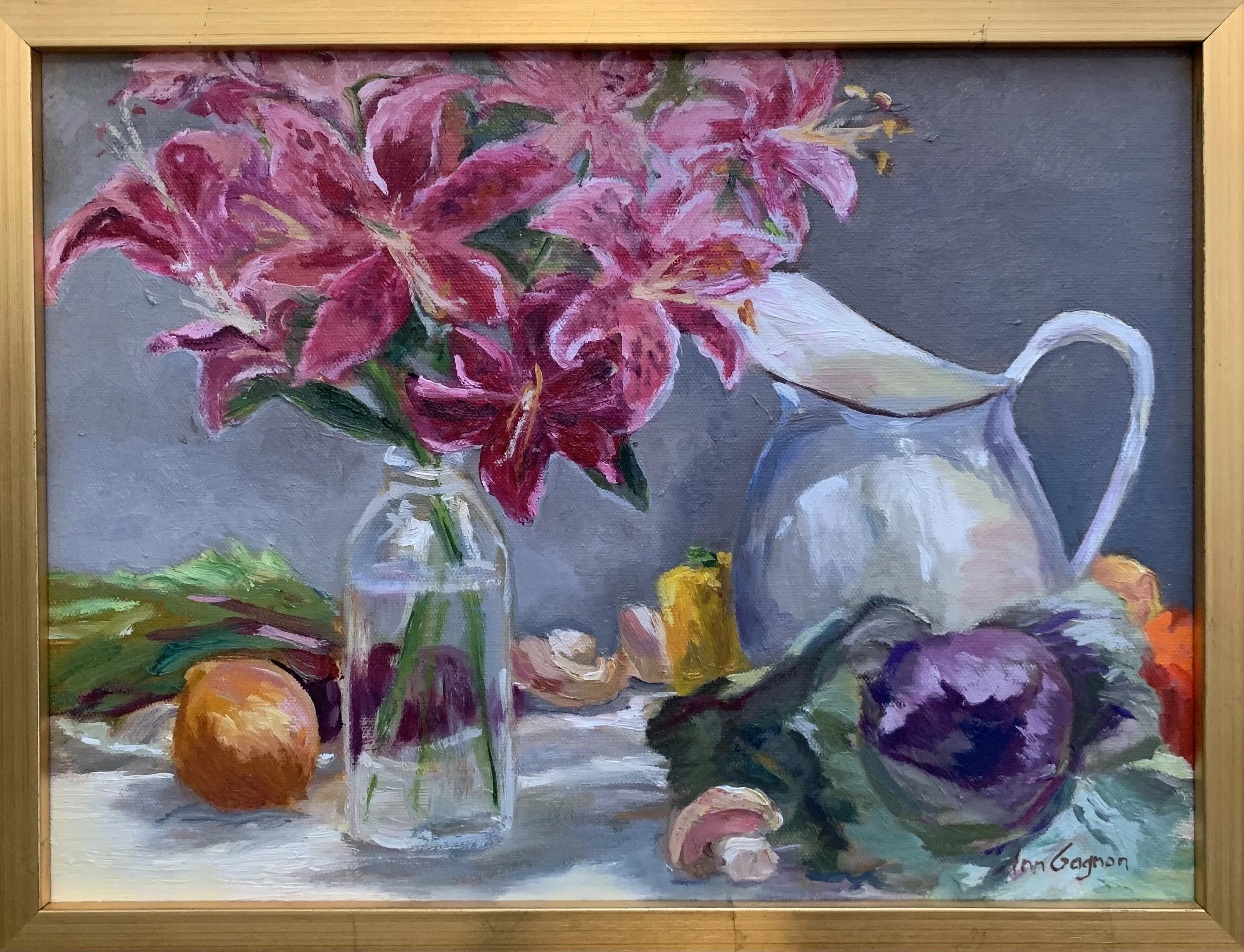 Ann	Gagnon	Cabbage and Lilies	Oil paint on canvass	$725	Instructor	Maryalice Eizenberg