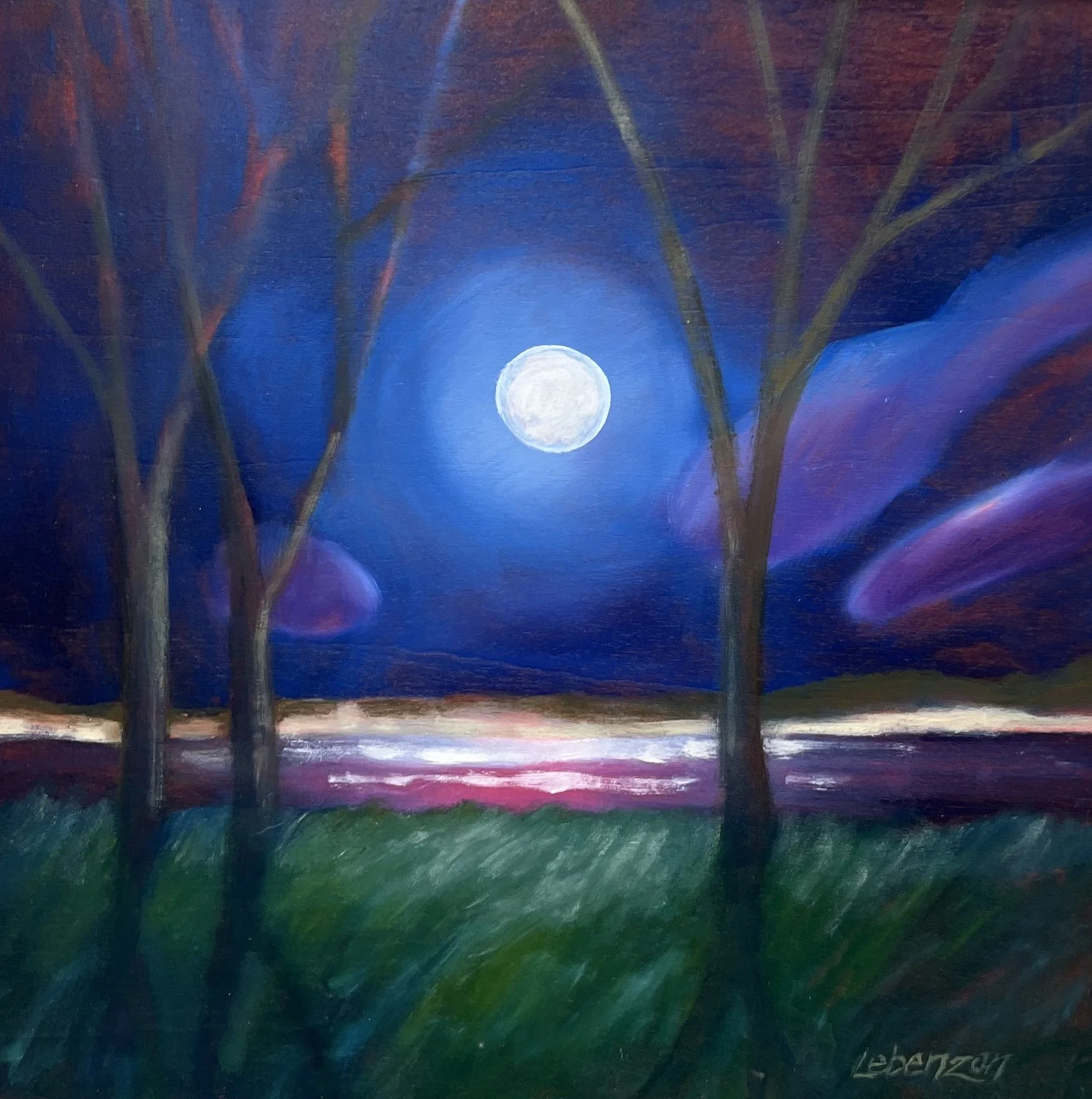 Suzette	Lebenzon-	Full Moon and Cranberry Sea,	Oil	$200