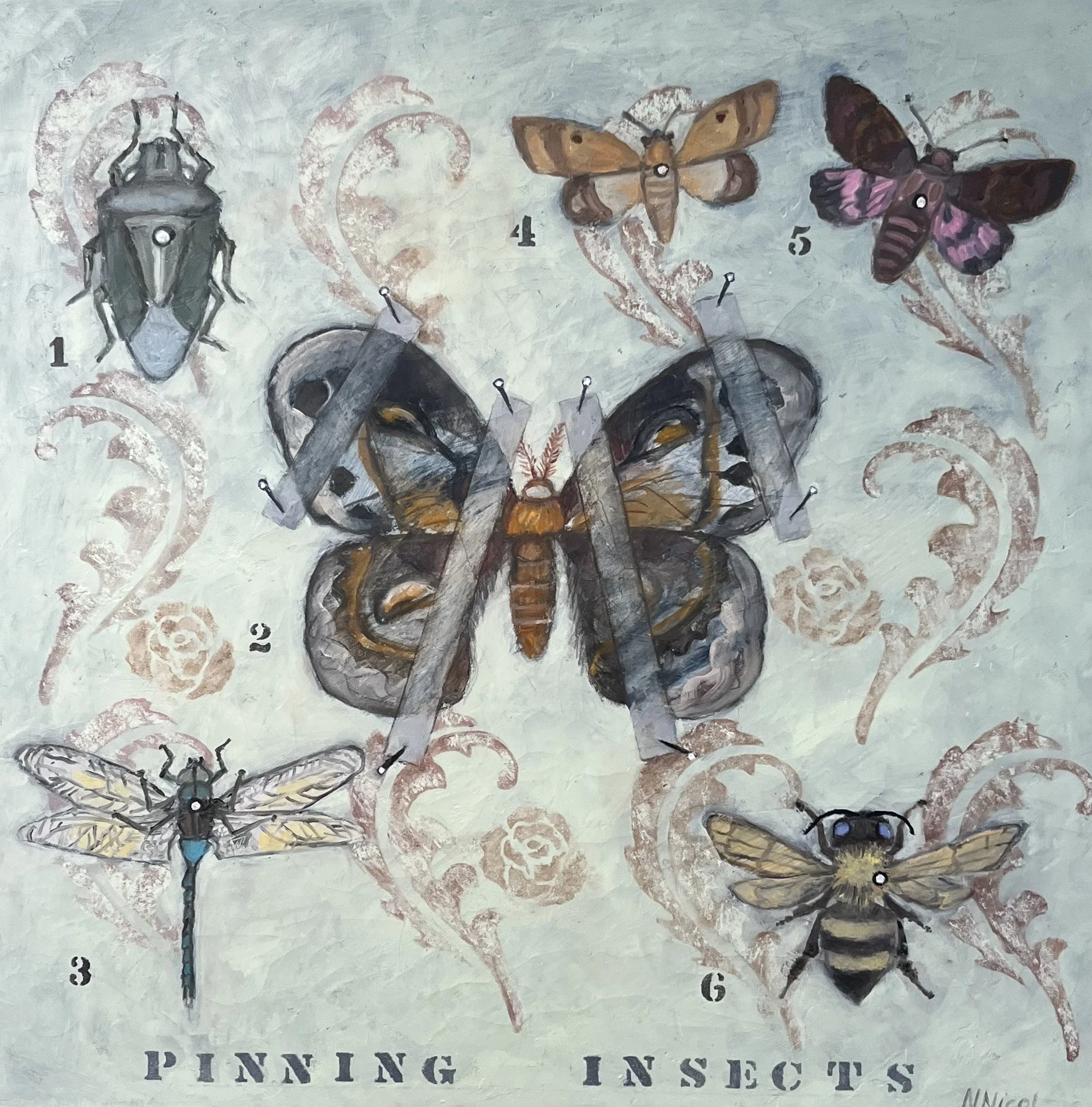 Nancy	Nicol	-Pinning the Insects,	Oil	$650