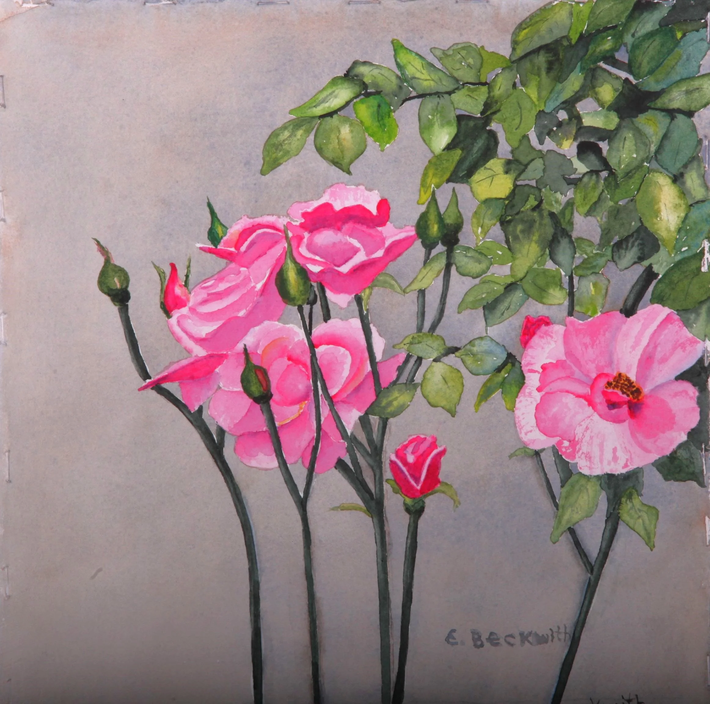 Emilie	Beckwith-	Roses,	Watercolor	$350 