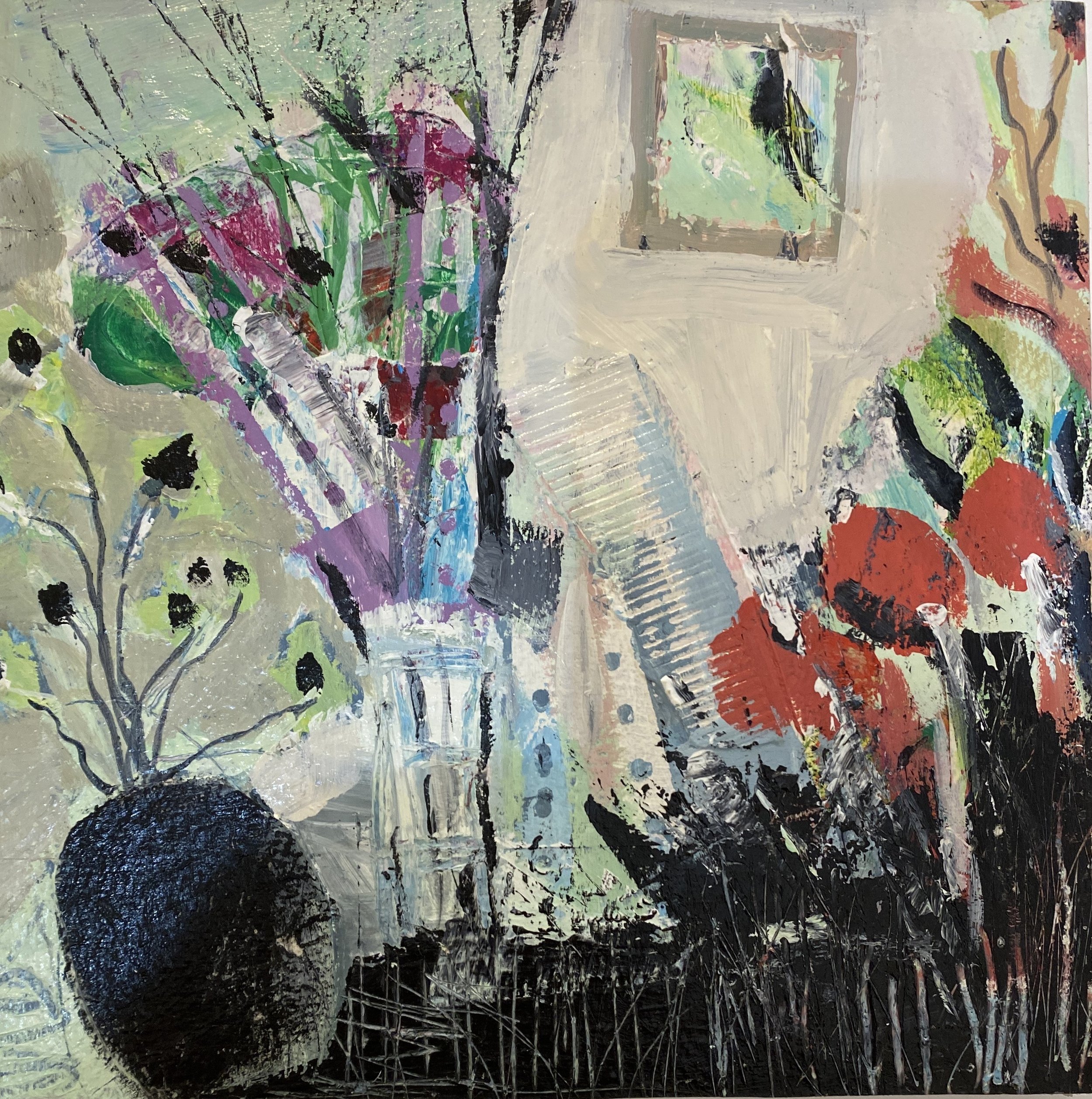 Anne	Pouch-	Still Life	, Mixed Media collage	$200 