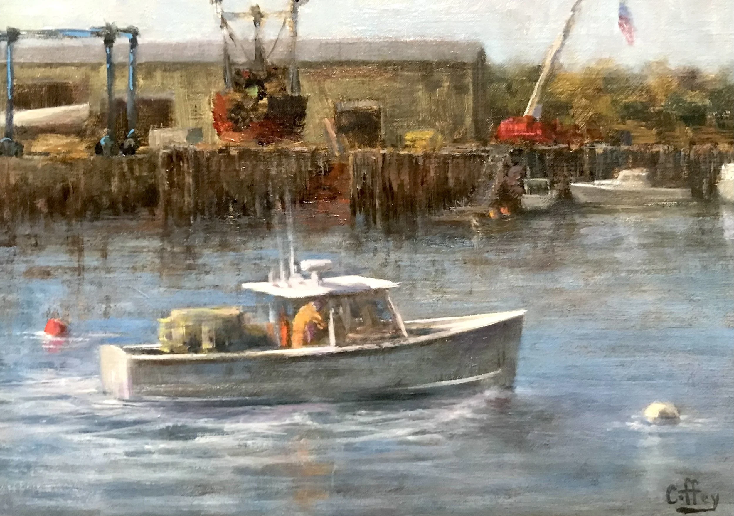 Lyn	Coffey-	Gloucester’s Inner Harbor,	Oil	 $825 