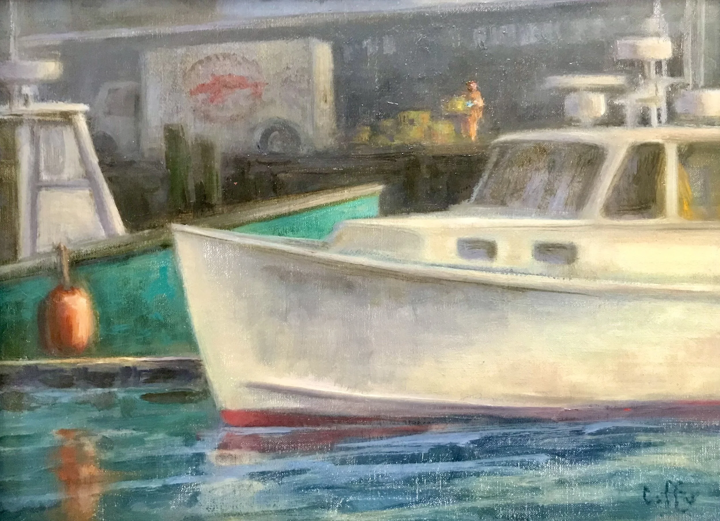 Lyn	Coffey	-The Lobster Boat,	Oil	 $750 