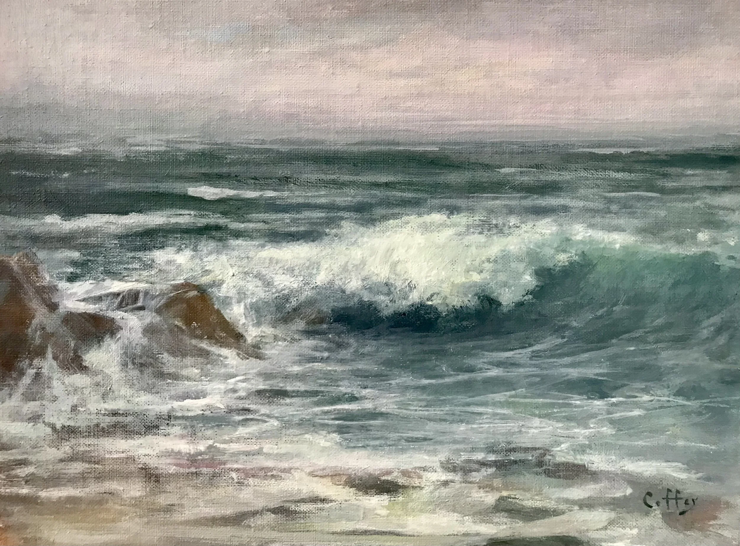 Lyn	Coffey-	Incoming Surf,	Oil	 $1,200 