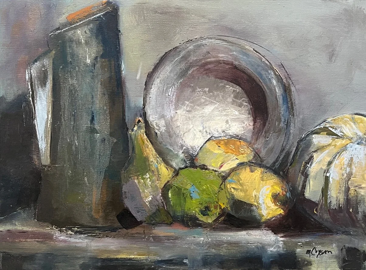 Mimi	Coxson-	Pears and Pitcher,	Oil	 $2,200 