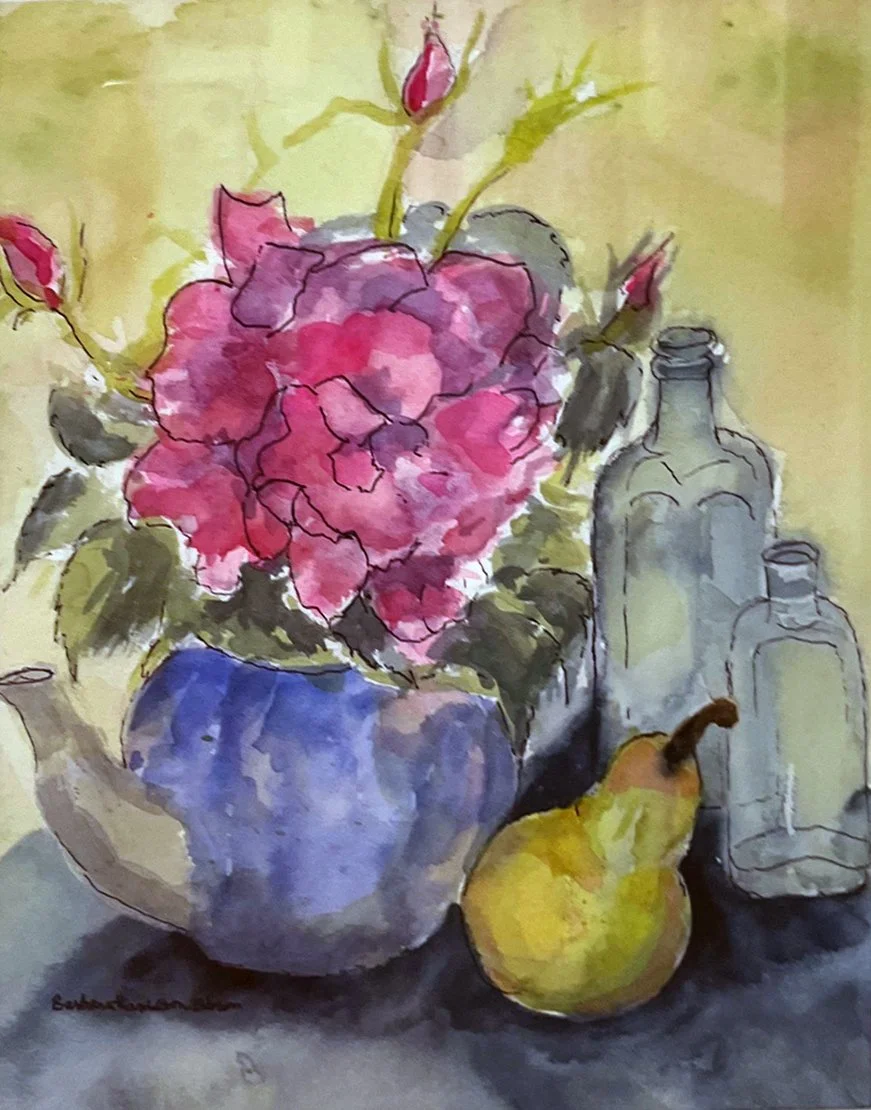 Barbara Hamilton	Gibson-	Garden Rose,	Watercolor	 $285 