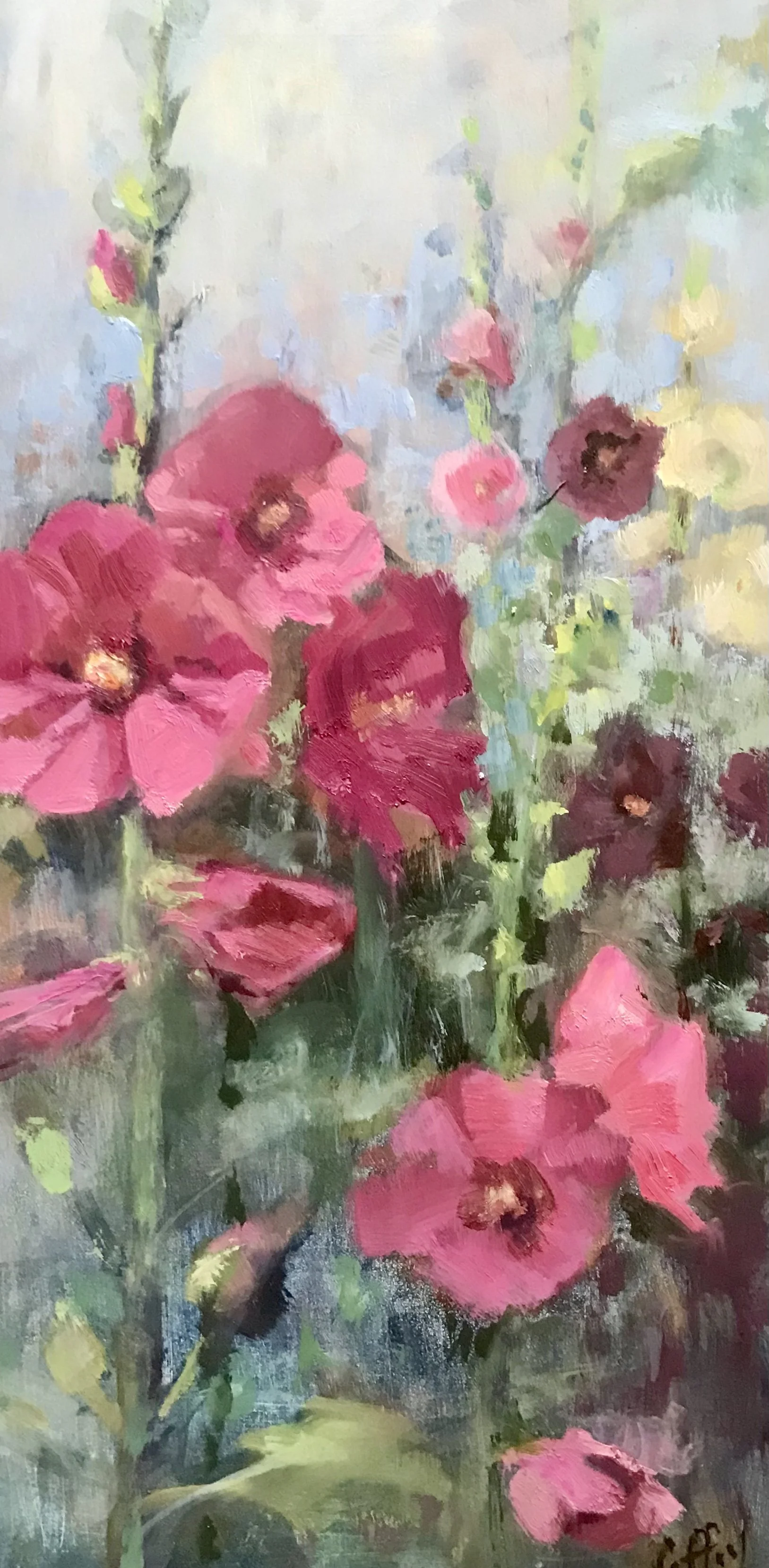 Lyn	Coffey	- Summer Hollyhocks,	Oil	 $450 