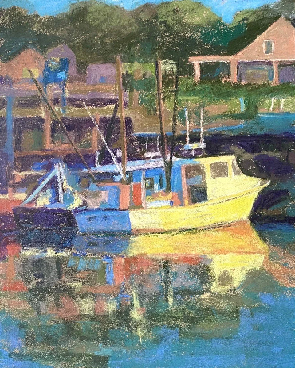 Kate	Laing-	Boat Reflections,	Pastel	 $500 