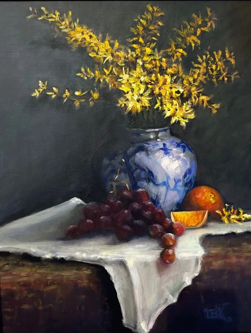 Oil 2nd Place-Thaddea Kuchera- Sunlit Forsythia