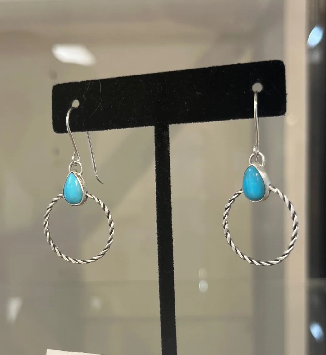 Karen	Buchanan-	Turquoise & Silver Hoops,	Jewelry	 $45 	Terry Cetto