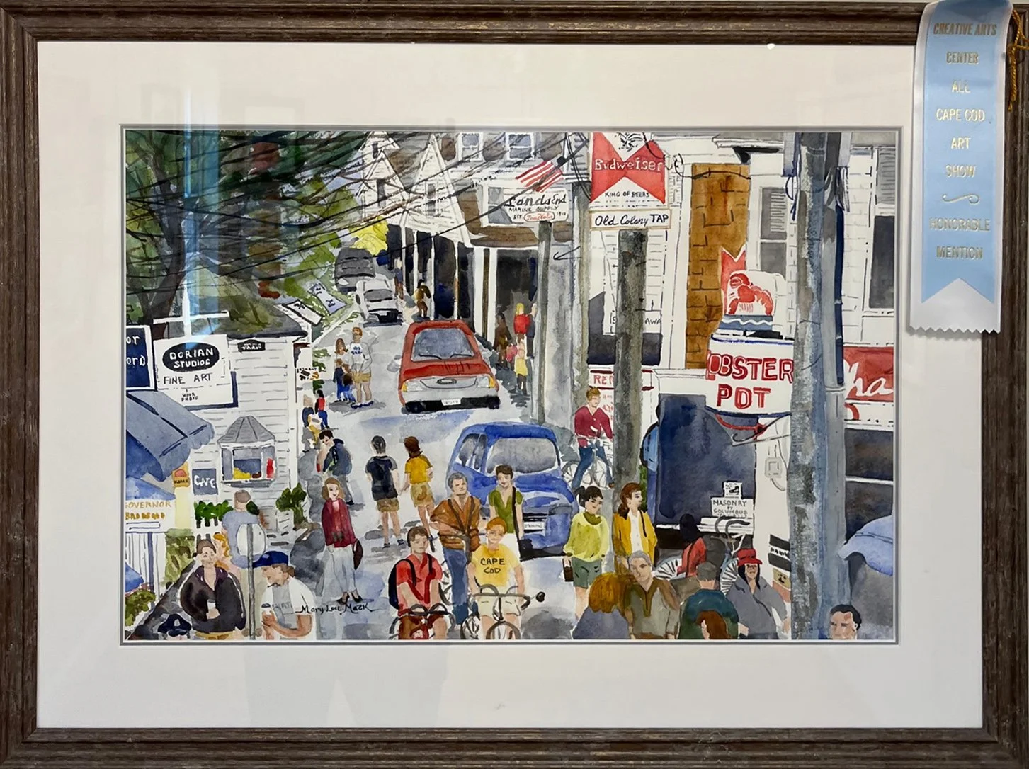 Honorable Mention-  Mary Lou Mack- Provincetown- A Crowd Pleaser, Watercolor
