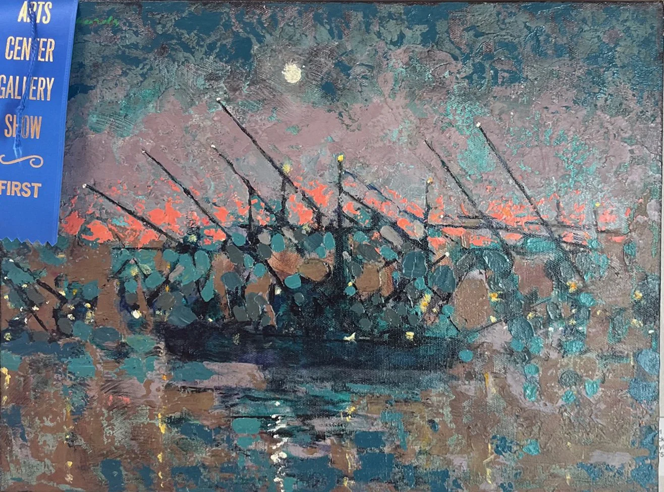 Acrylic First Place- Carl Richards- Docks at San Pedro
