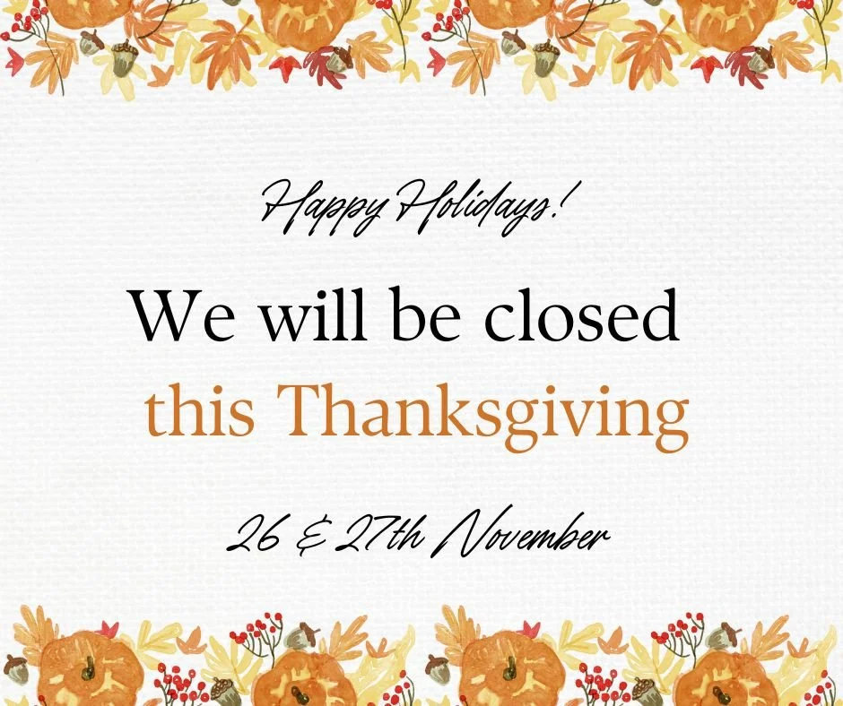 The Creative Arts Center is closed November 26th and 27th, we hope you have a peaceful few days off.
