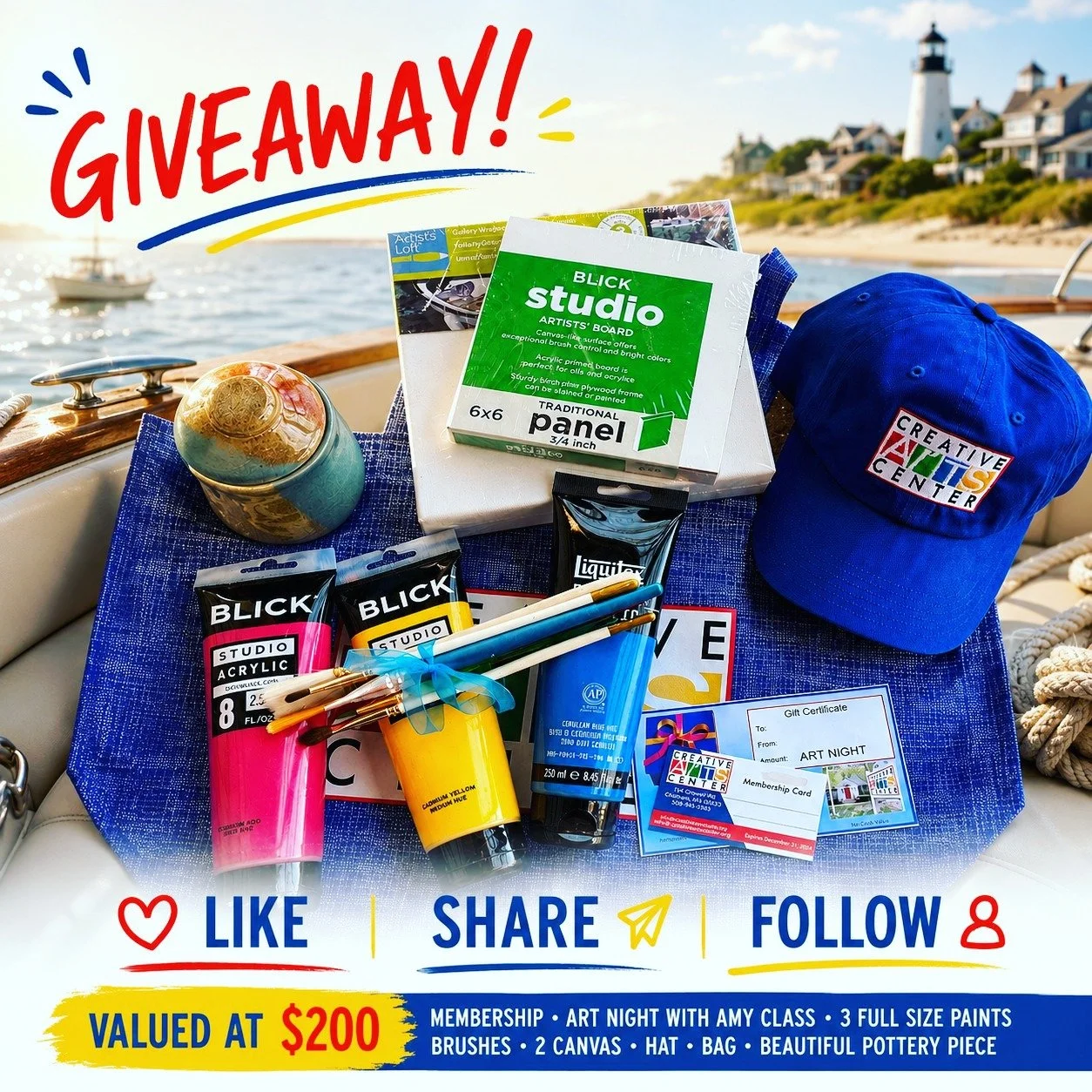 🎉GIVEAWAY TIME! 
Please- 
Like ❤️, Share, &amp; Follow 
for your chance to WIN an amazing Creative Arts Center gift package filled with artful goodies and Creative Arts Center favorites!

Whether you&rsquo;re an artist or just love all things creati