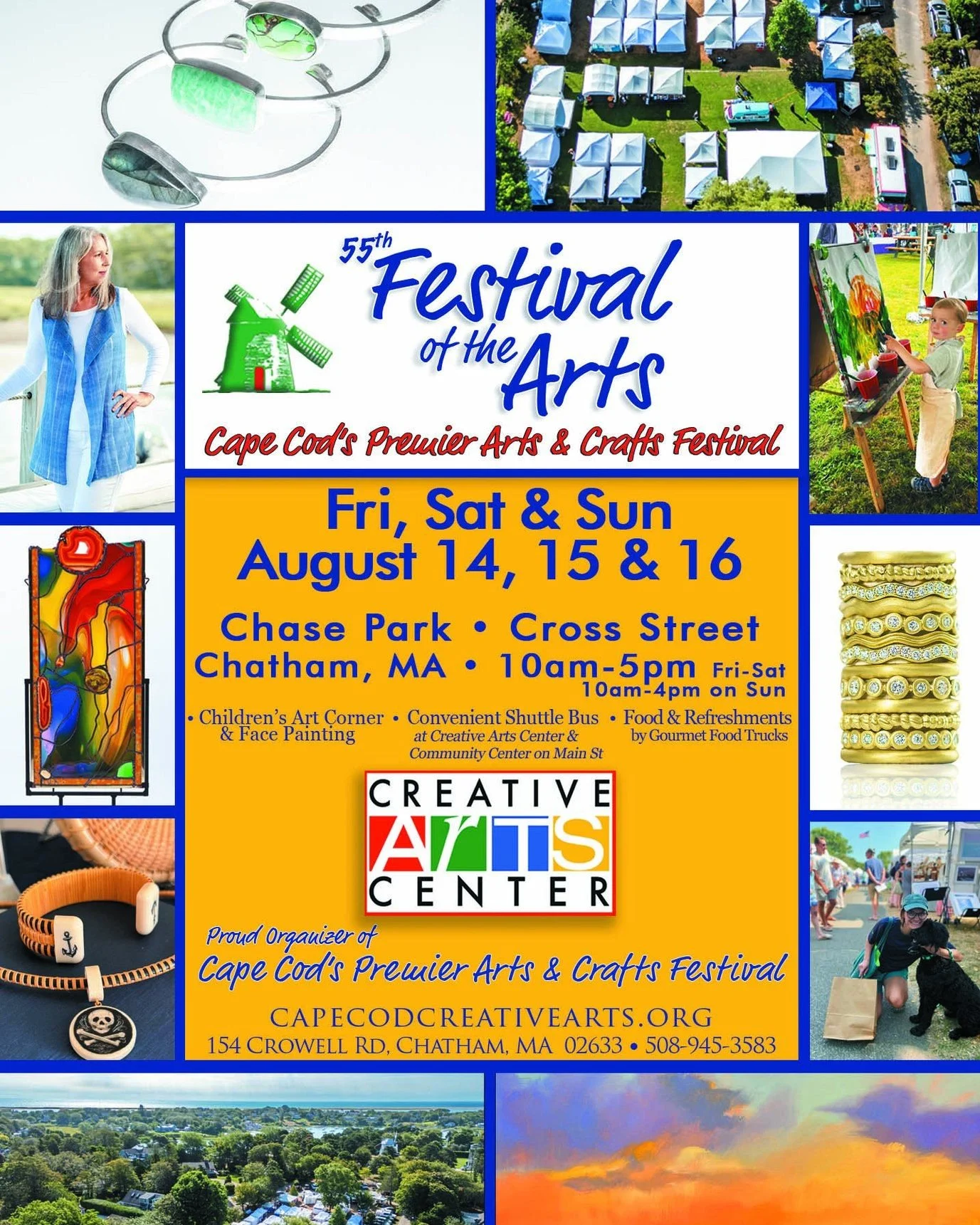 ✨You're Invited to the 55th Festival of the Arts!

Celebrate one of Cape Cod's most cherished summer traditions at the 55th Festival of the Arts, where creativity, community, and craftsmanship come together in the heart of Chatham.

Come experience t