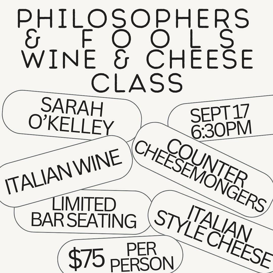 Tickets are now available for our second wine and cheese class with @grapetotable hosted by @philosophersandfoolschs 
Tasty, informative, casual and intimate (all seating is around the perfectly cozy bar at Philosophers &amp; Fools)- this is an eveni