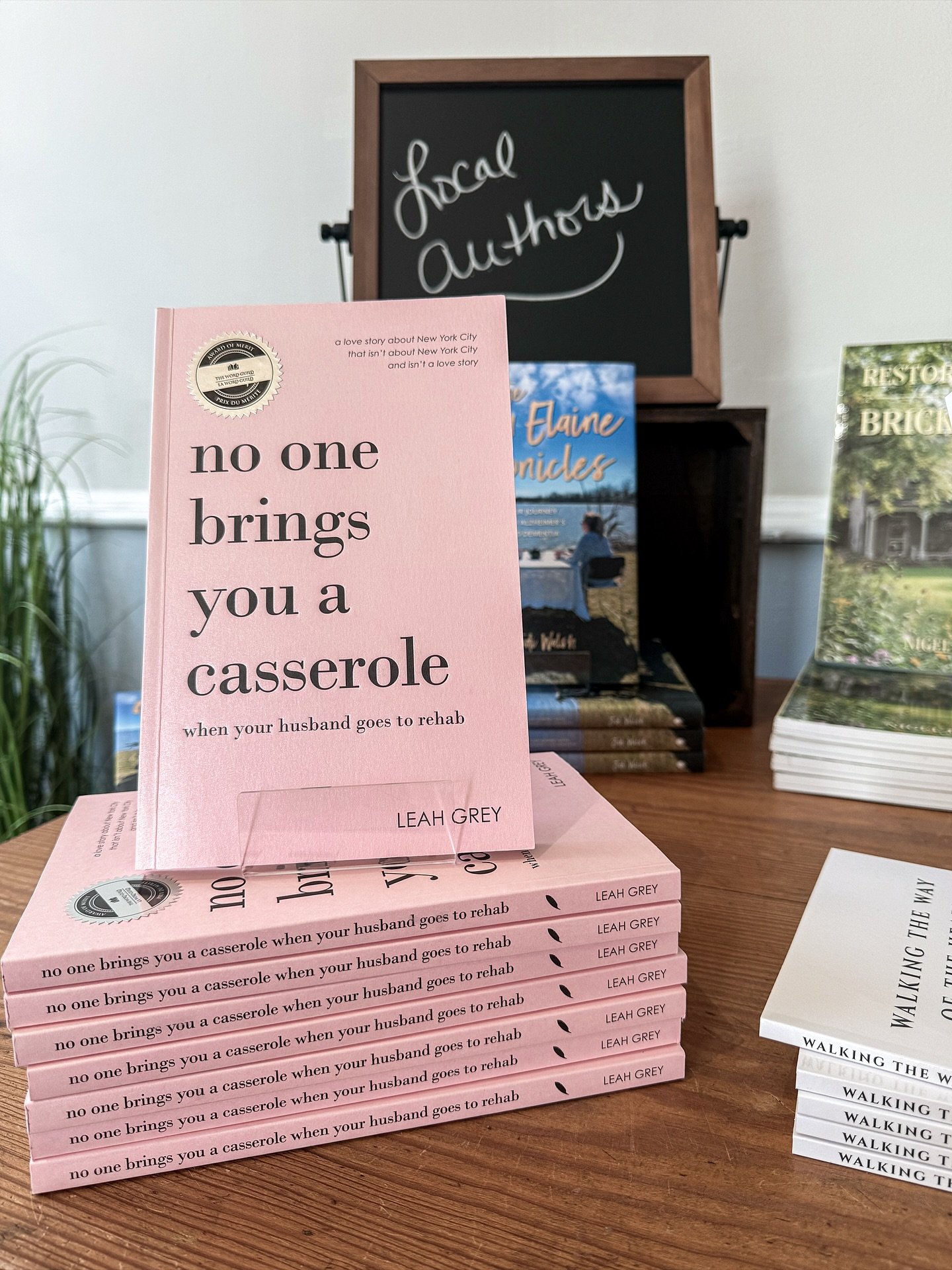 You can find a copy of my book, No One Brings You a Casserole When Your Husband Goes to Rehab (phew, it&rsquo;s a long title to type, too!) at the  lovely new bookstore, @booksonbay1014, in Port Rowan. 

I was pretty excited to see it in the window!!