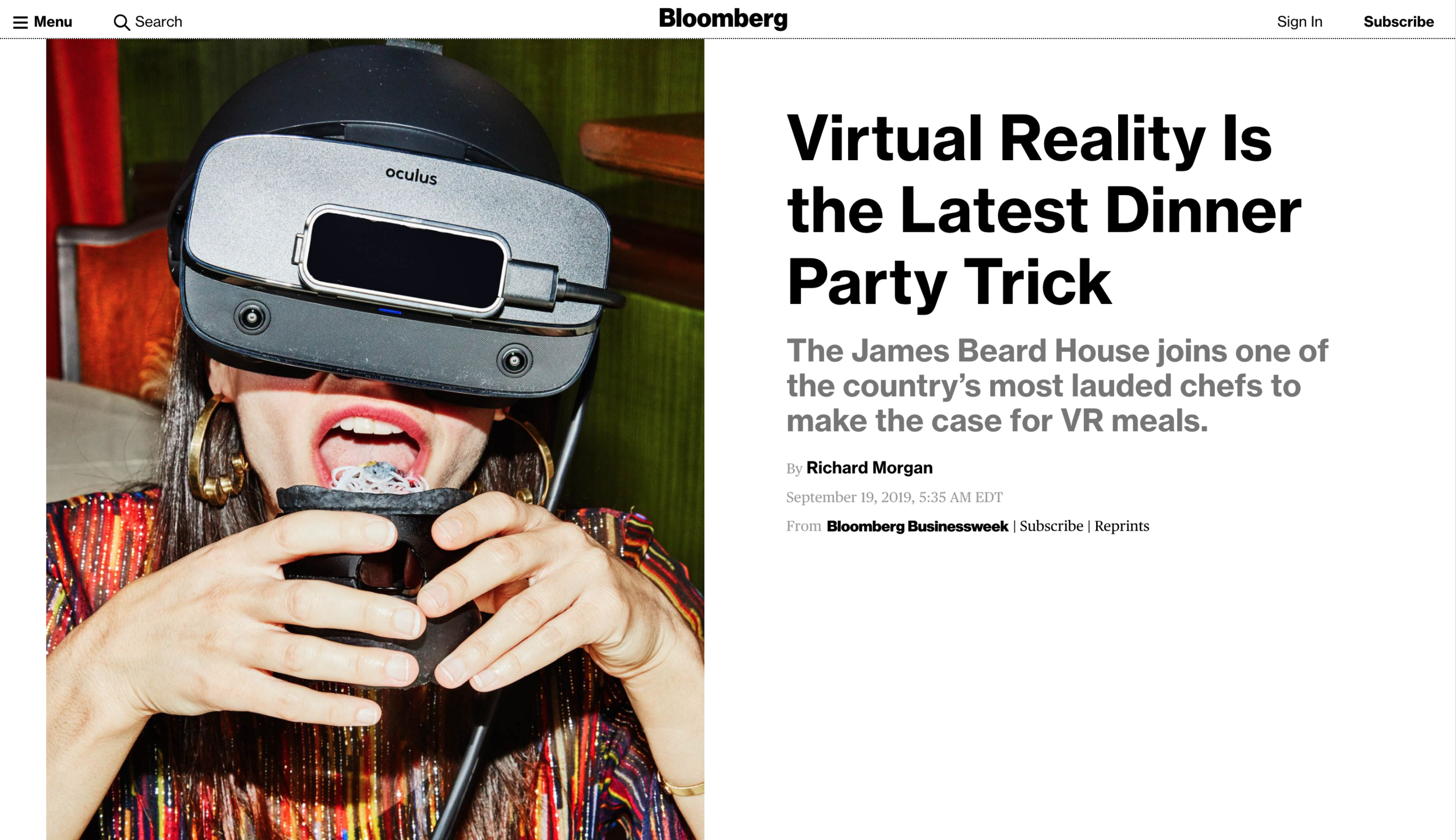   Aerobanquets RMX was a virtual reality pop-up dinner series hosted by the James Beard Foundation from late 2019-early 2020. I was the producer and design coordinator for this innovative project.  