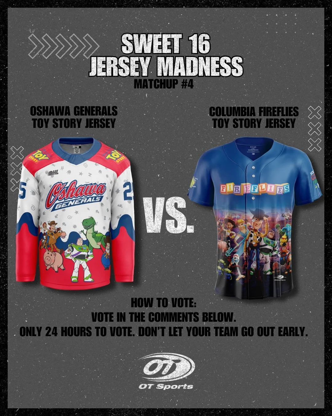 🏀 JERSEY MADNESS - SWEET 16

Two teams, two designs, only one moves on

@oshawageneralsohl 
vs
@colafireflies 

Drop your vote in the comments🗳️ Only 24 hours to lock in the elite eight.