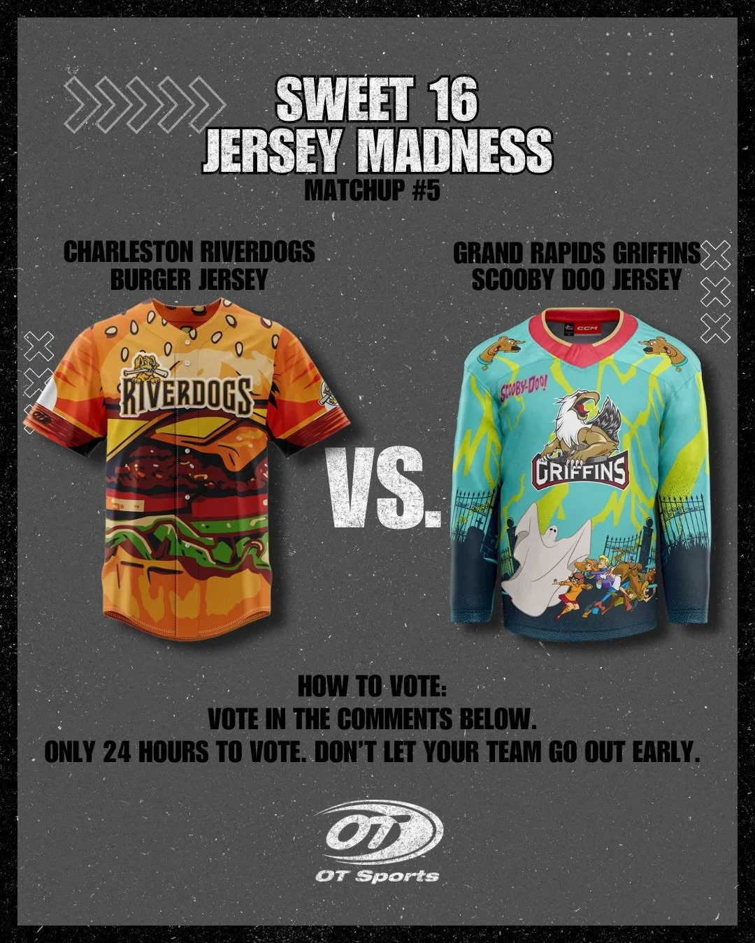 🏀 JERSEY MADNESS - SWEET 16

Only one advances.

@chasriverdogs 
vs
@griffinshockey 

Tap the poll to vote! Poll closes in 24 hours. Let&rsquo;s see who has the stronger fanbase!