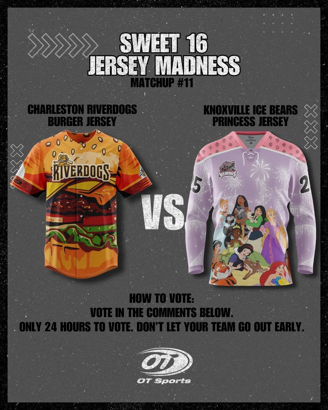 🏀 JERSEY MADNESS - ELITE 8

No easy matchups.

🔥 @chasriverdogs 
vs
⚡️ @knoxvilleicebears 

Vote in the Poll ⬇️
24 Hours. Final Four awaits.