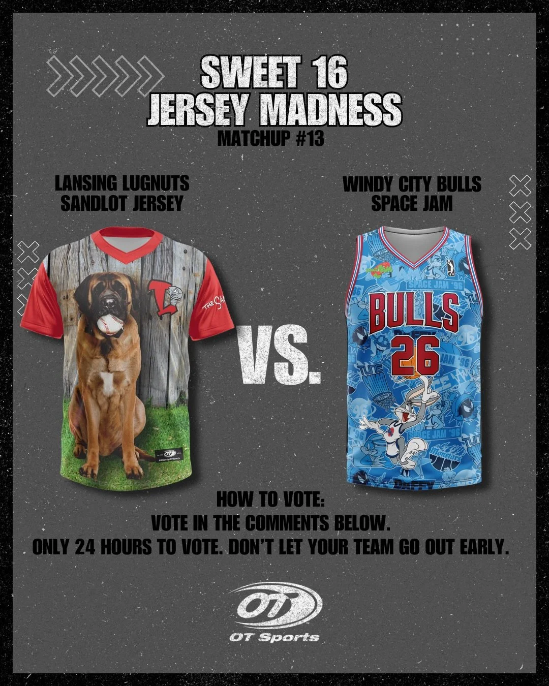 🏀 JERSEY MADNESS - FINAL FOUR

Things are getting tense

🔥 @lansinglugnuts 
vs
⚡️ @windycitybulls 

Vote in the Poll ⬇️
24 Hours. Don&rsquo;t let your team down!