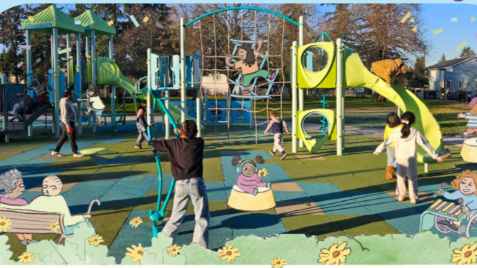 Celebrating Raymond Park Playground Opening in East Portland