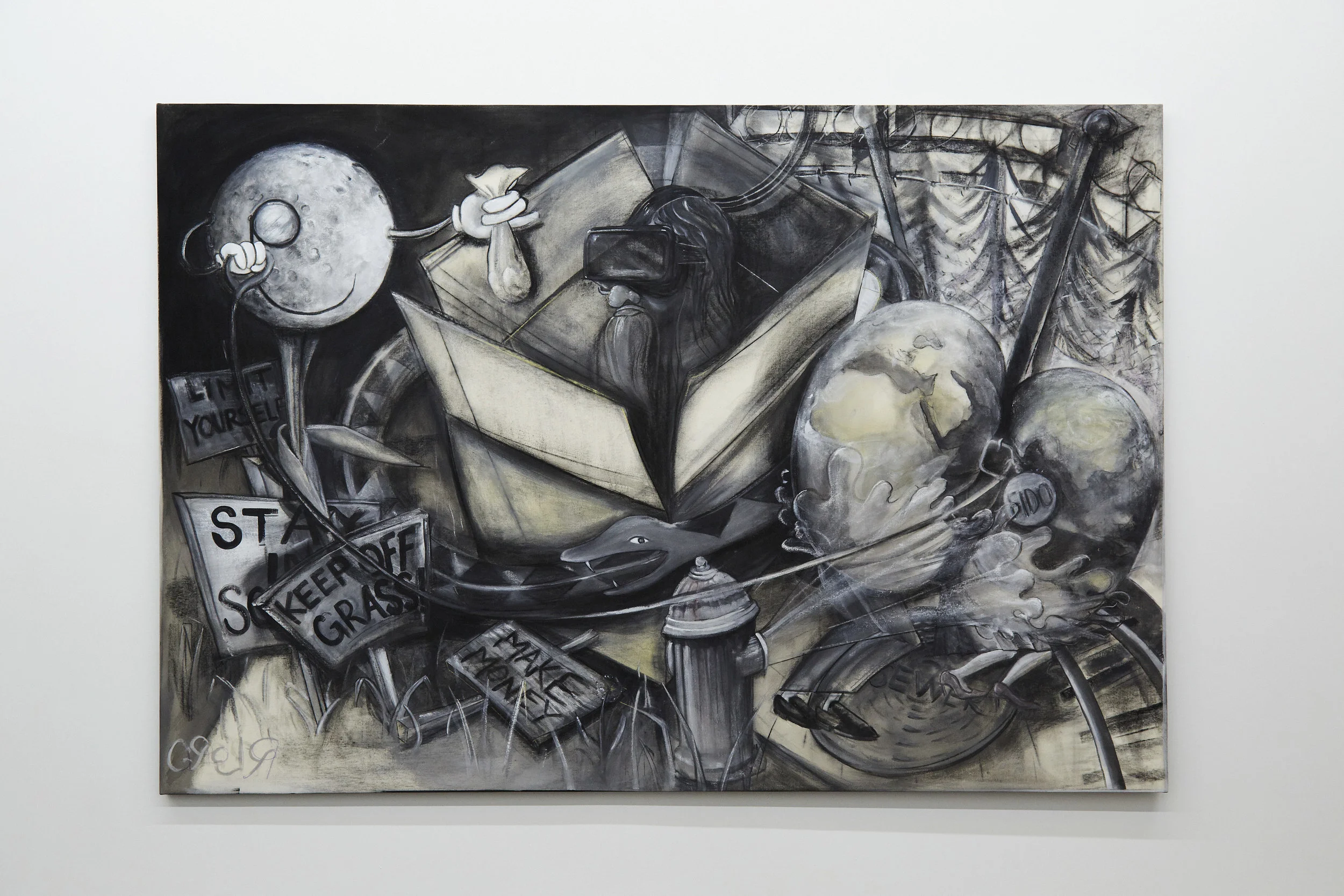  R.Lord, The Central Scrutinizer , gesso and charcoal on canvas, 2016-2017