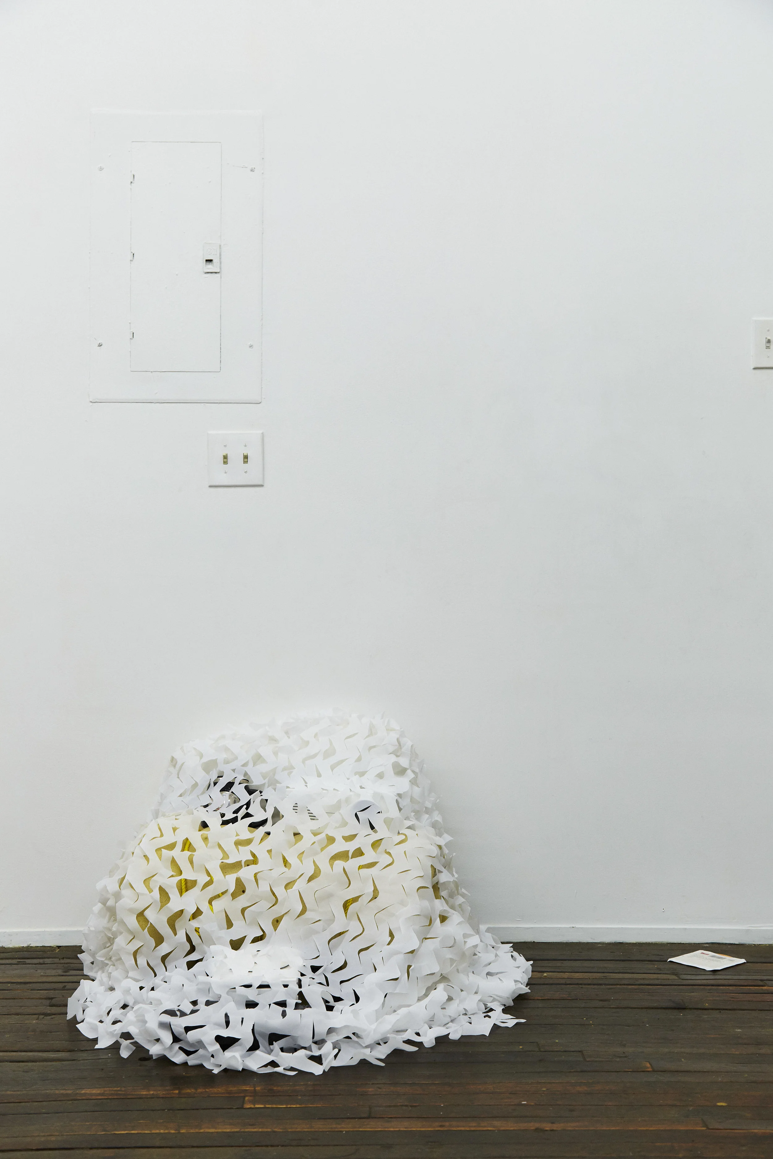  Michael Assiff, Cache , Wii, induction burner, memory foam, pillow, engraved mug, camo net, 2017