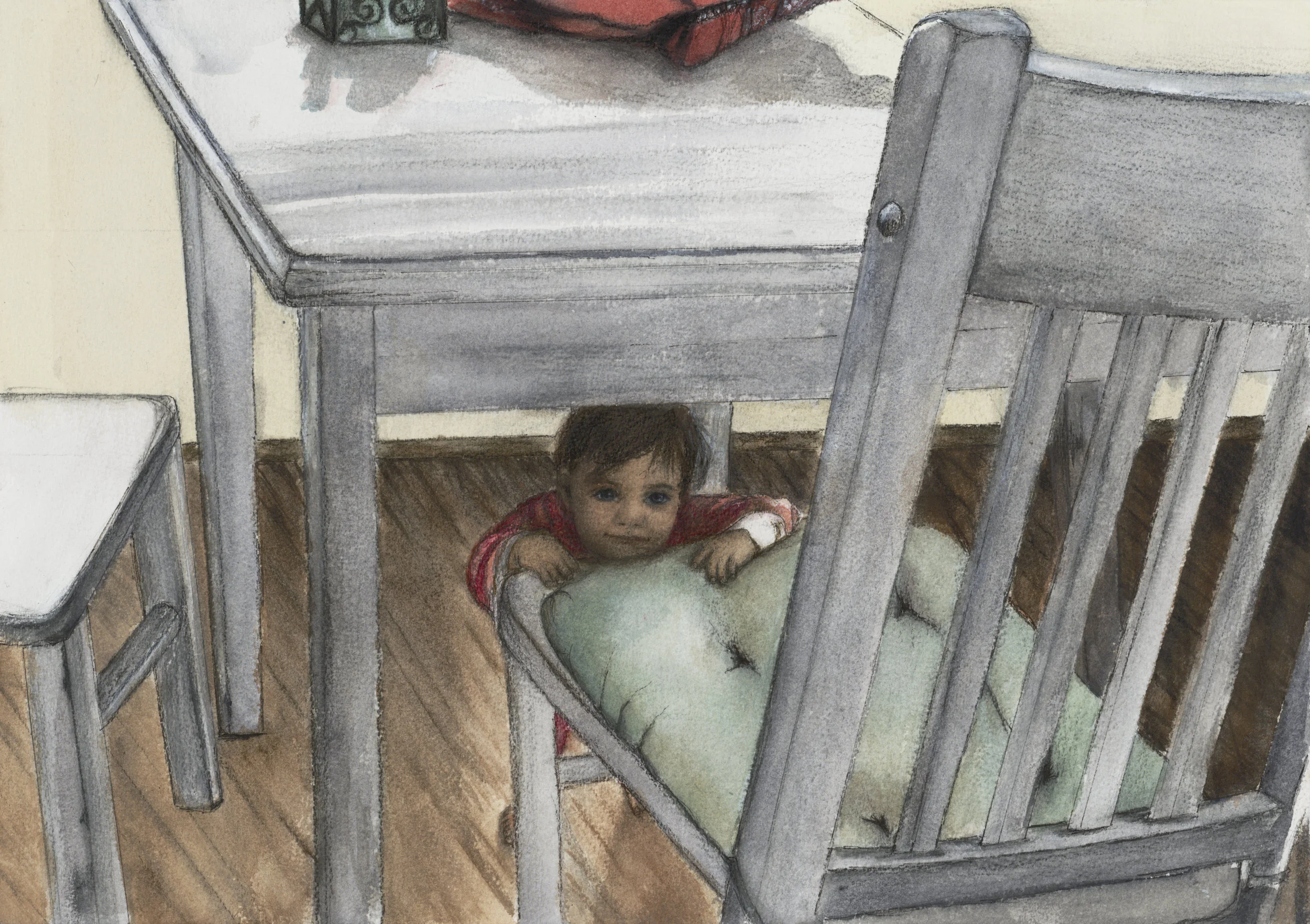 Hiding under the Table 12" x 16"- Giclee print $195