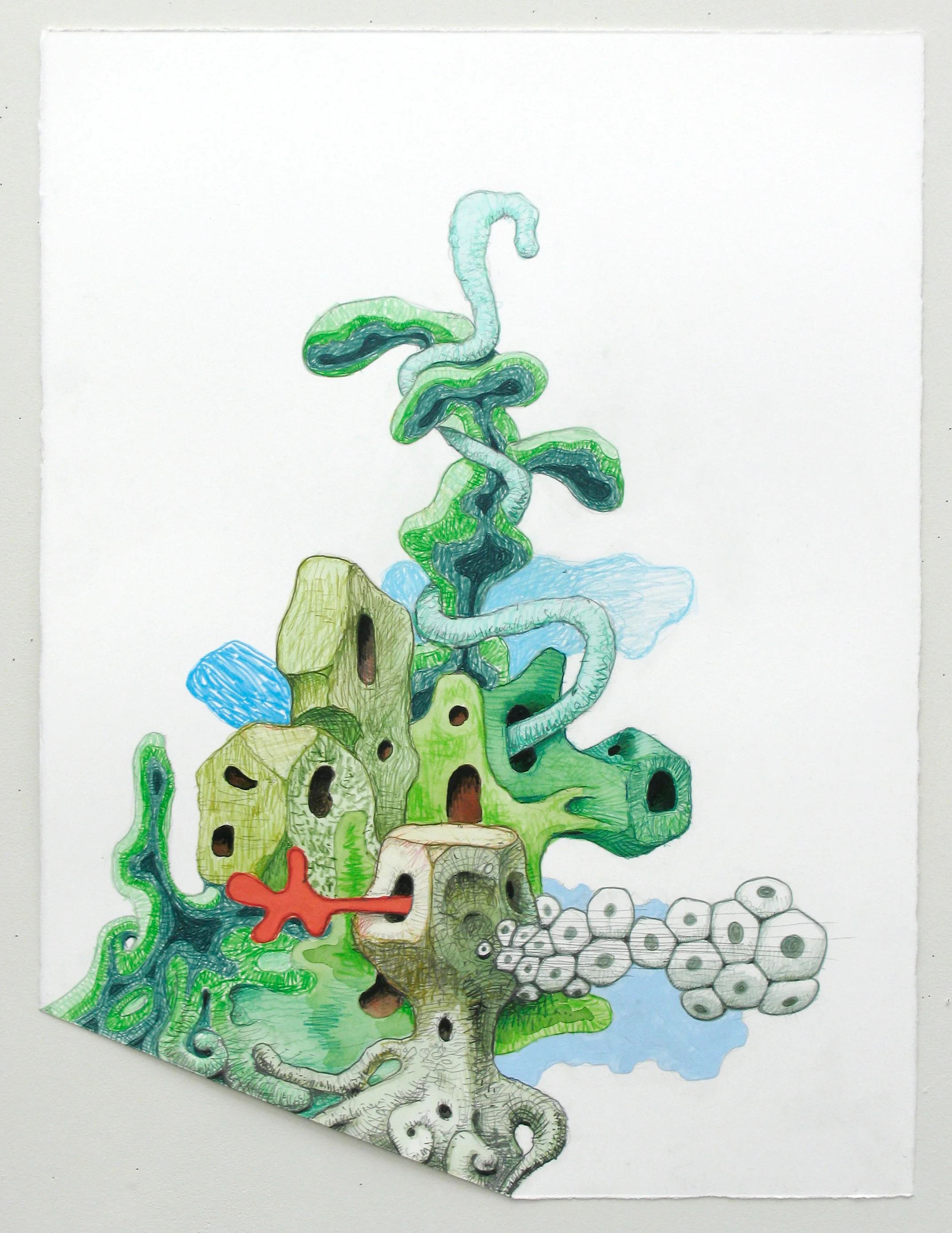 Untitled, 2007, graphite, color pencil, flashe, watercolor, 30 1/4 x 22 3/4 inches