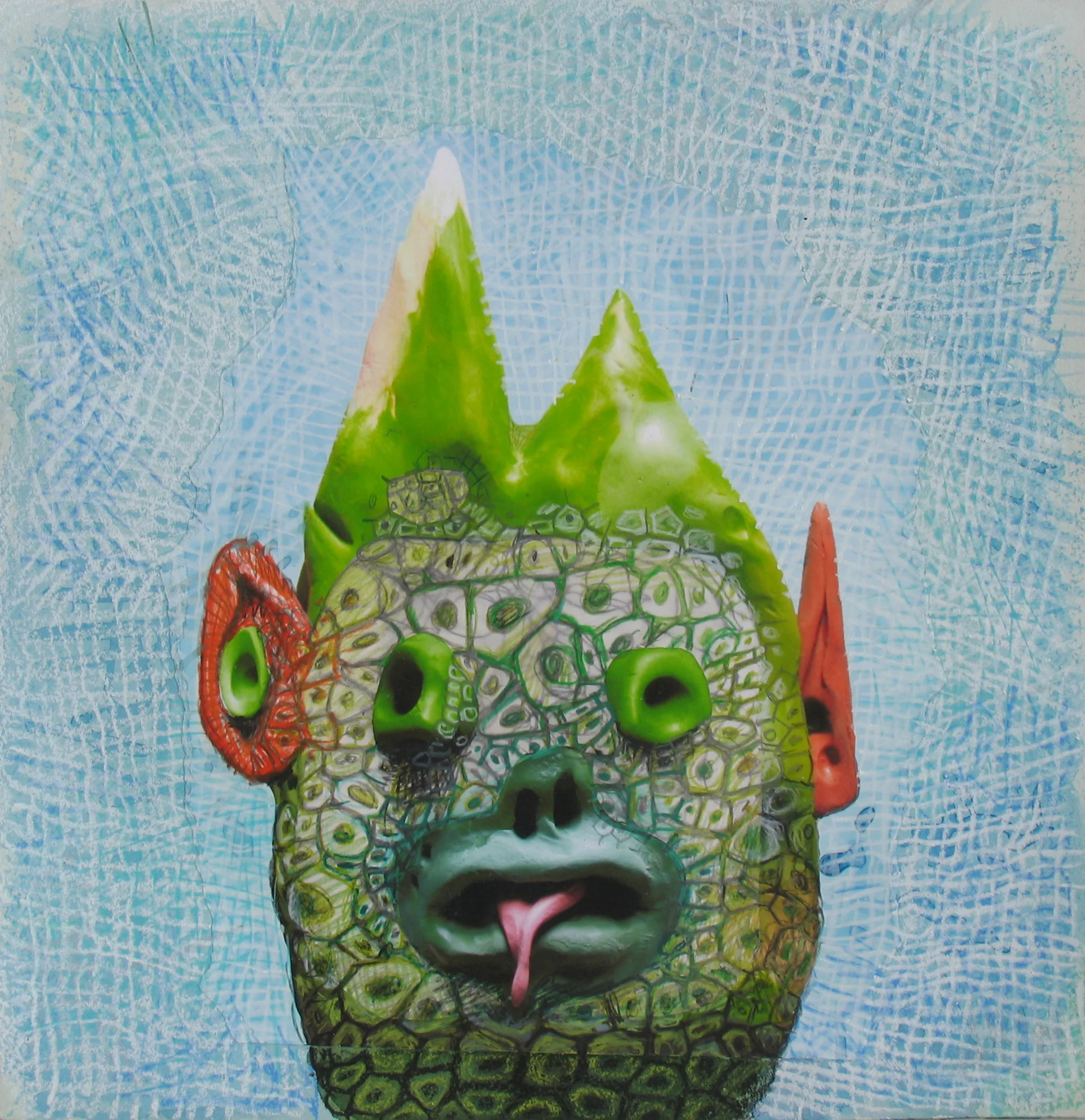 crayon, color pencil, graphite, watercolor, ink-jet collage, 11 1/2 x 11 1/8 inches