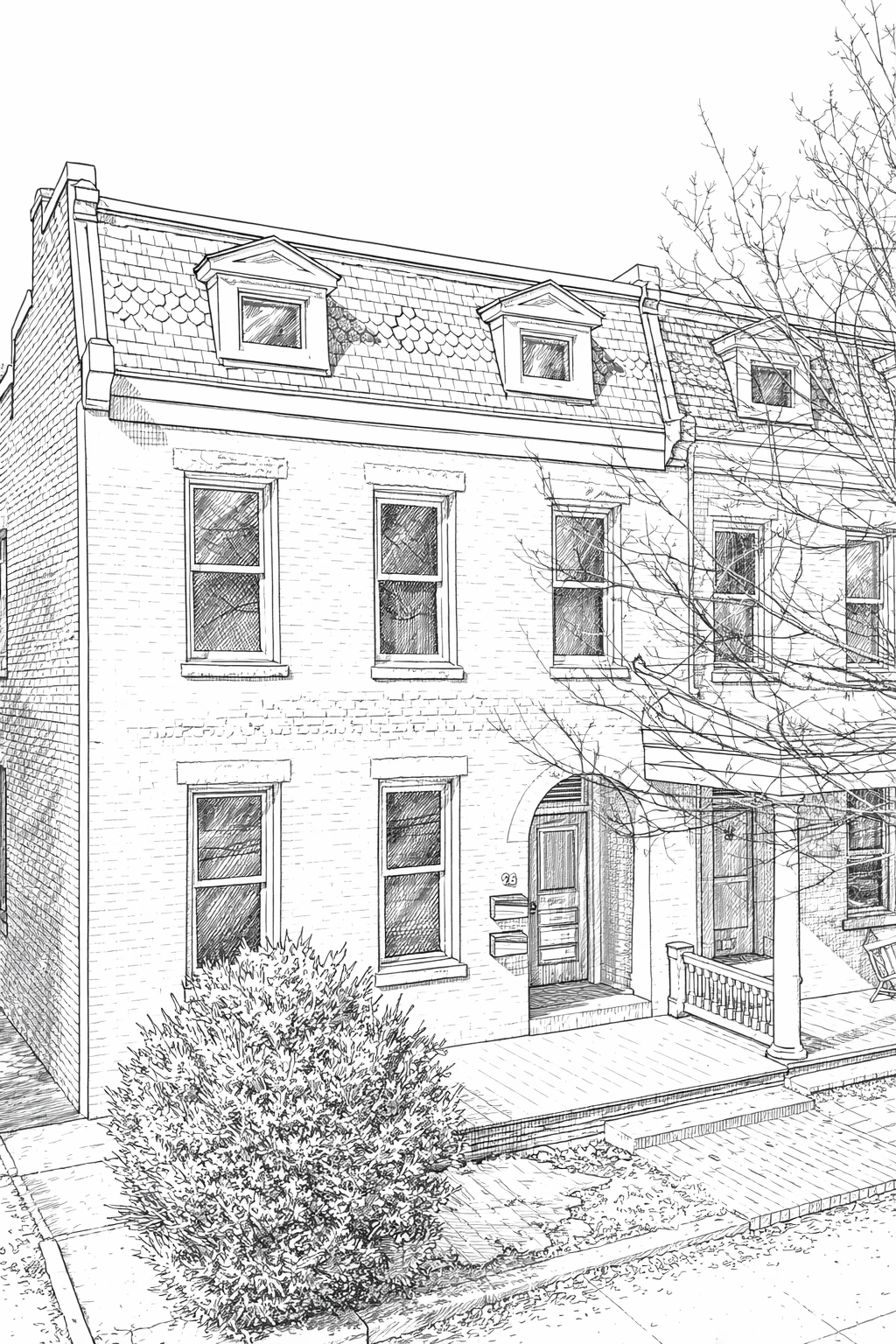 Rowhouse with vintage architectural details.png