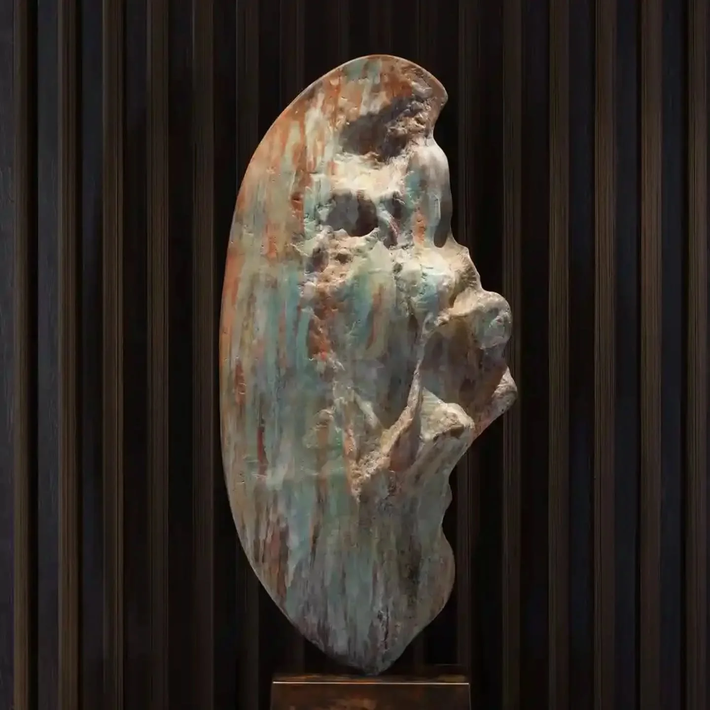 Single-Edition Bronze : Truly unique sculpture, handcrafted for the interiors and exteriors of tomorrow. / Handmade in the UK 

Title - Eroded Form
Edition - Unique Work
Material - Bronze 
Finish - Copper and Iron Nitrate Patina 
Base - Bronze
Finish