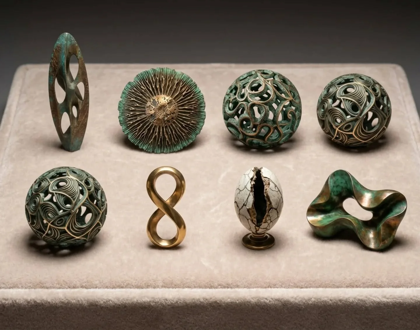 Title - Miniatures 
Edition - Unique Work
Material - Bronze 
Finish - Iron and Copper Patina

Single-Edition Bronze : Unique sculptures, handcrafted for the interiors and exteriors of tomorrow.  Handmade in the UK and shipped worldwide.

Commission E